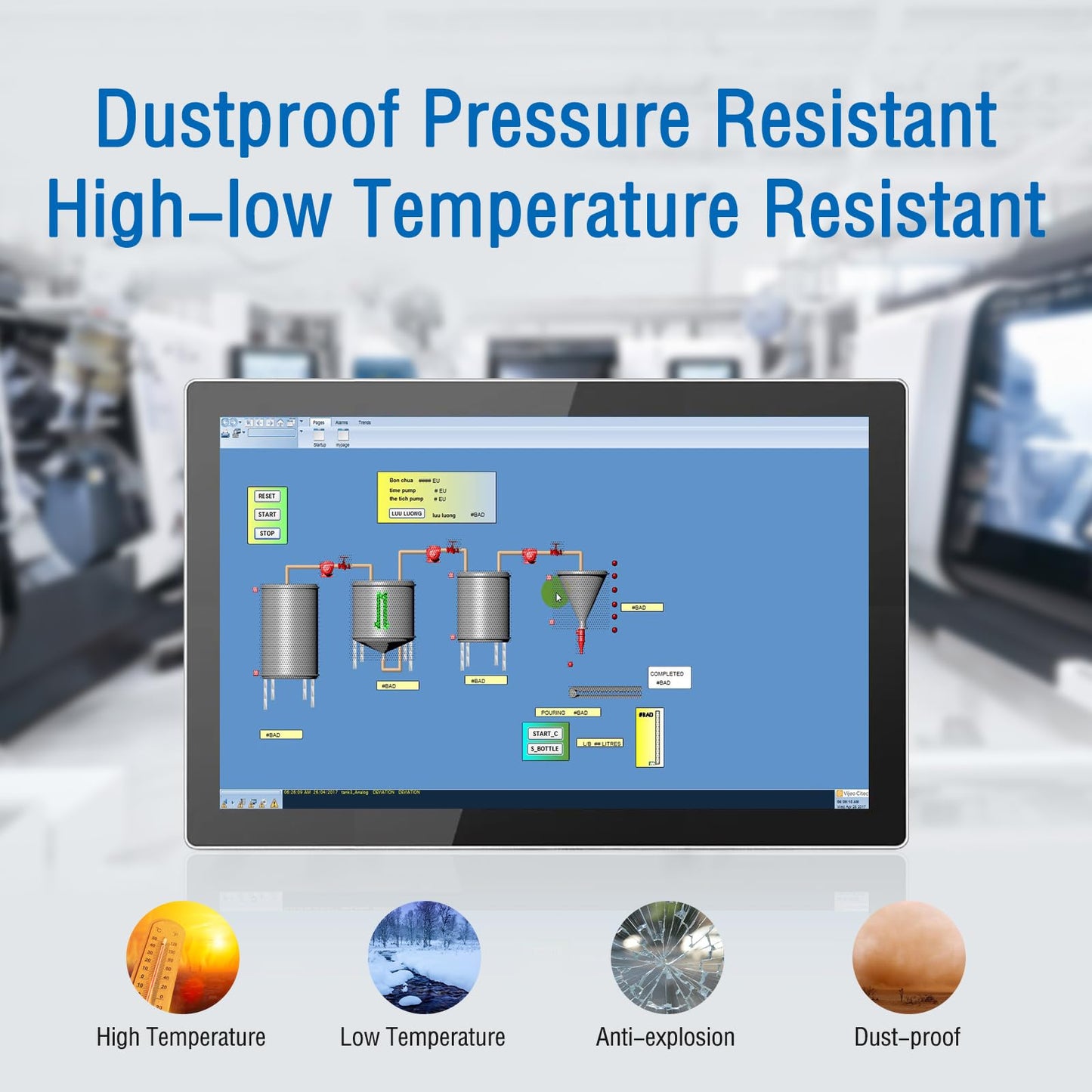 GreenTouch 10.1 Inch Industrial Embedded Interactive Touchscreen Monitor, Capacitive Multi-Touch Screen Display with Front IP65 Water-Proof - 1280 x 800 Resolution