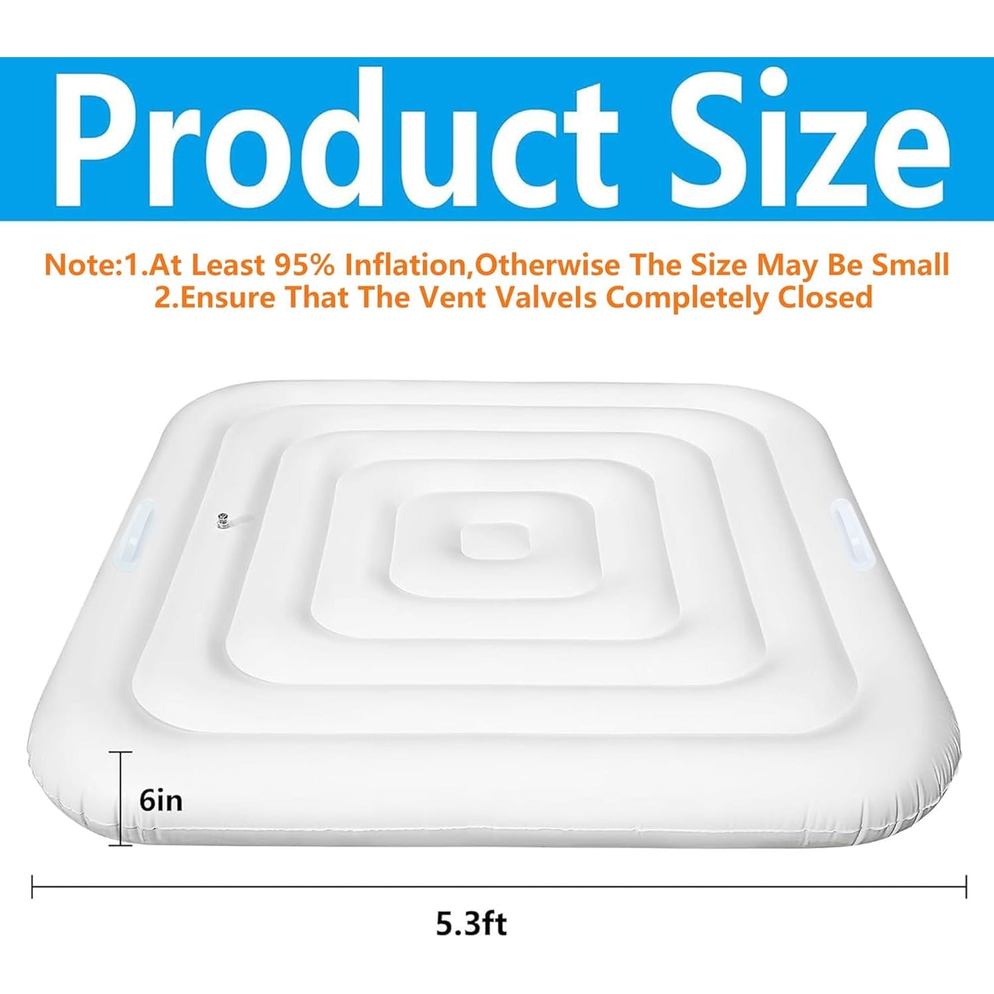 Tlswshsy 5.3 Ft Inflatable Hot Tub Cover- Energy Saving Lid for Square Hot Tub- Foldable Protective Rain Overflow Cover for Outdoor Inflatable Hot Tubs