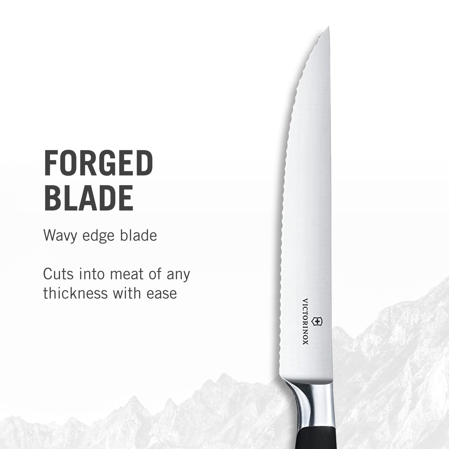 Victorinox Grand Maitre Steak Knives - Premium Meat Knives with Ergonomic Handle - Modern Kitchen Accessories - Black Handle, Serrated Edge, 2-Piece Set