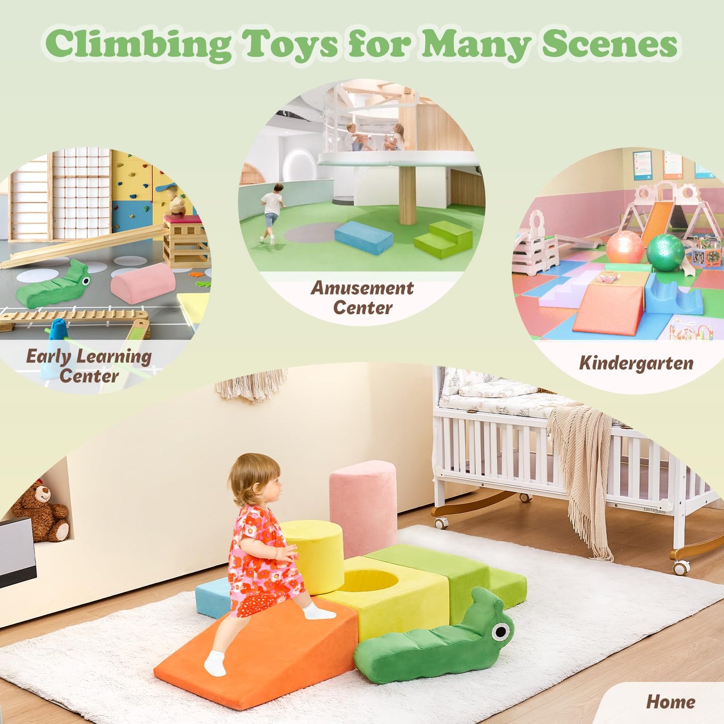 Climbing Toys for 1-3 Year Old,Toddler Climbing Toys Indoor, Baby Climbing Blocks, 7-Piece Soft Foam Climbing Blocks Set,Toddler Playtime Corner Climber Foam Play Gym for Climbing Crawling and Sliding