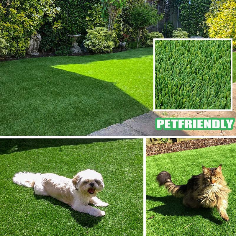 Shuonuo Deluxe Artificial Grass Turf, 1.50" Pile Height Thick Realistic Synthetic Grass Faux Astro Turf Fake Grass, 4FTX10FT,Indoor Outdoor Astro Rug Carpet for Garden Balcony with Drainage Holes