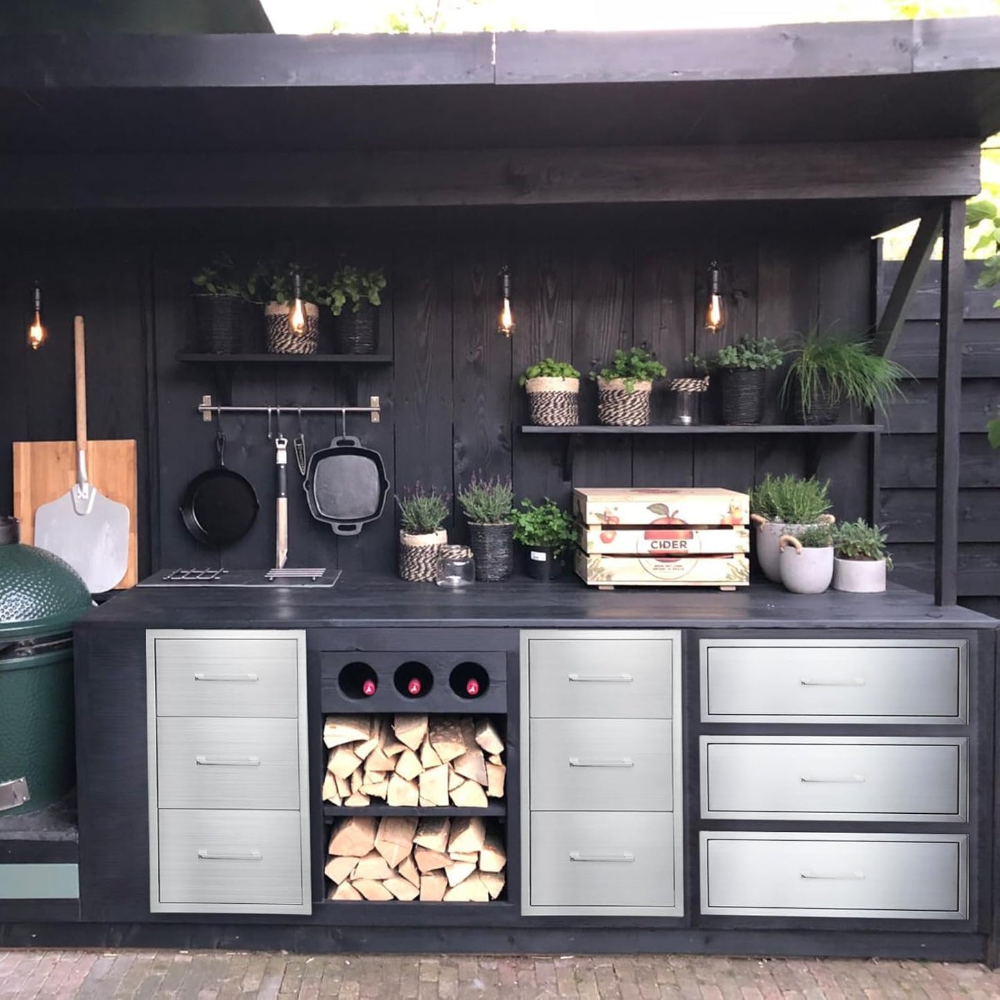 yuxiangBBQ 17W30H21D Inch Outdoor Kitchen Drawers Stainless Steel Double Drawer w/Paper Towel Holder Combo Works with Your Grilling or Prep Zones for Outdoor BBQ Island