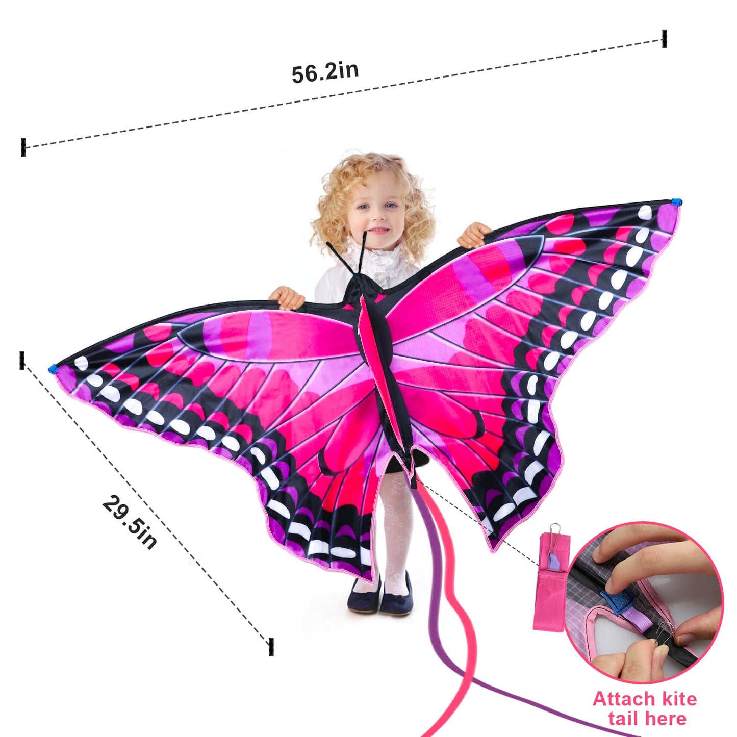 TOY Life 2 Pack Kites for Kids Ages 4-8 8-12, Large Butterfly Kites for Adults and Toddlers Age 3-5, Outdoor Toy Games Beach Kite Easy to Fly for Girls Boys