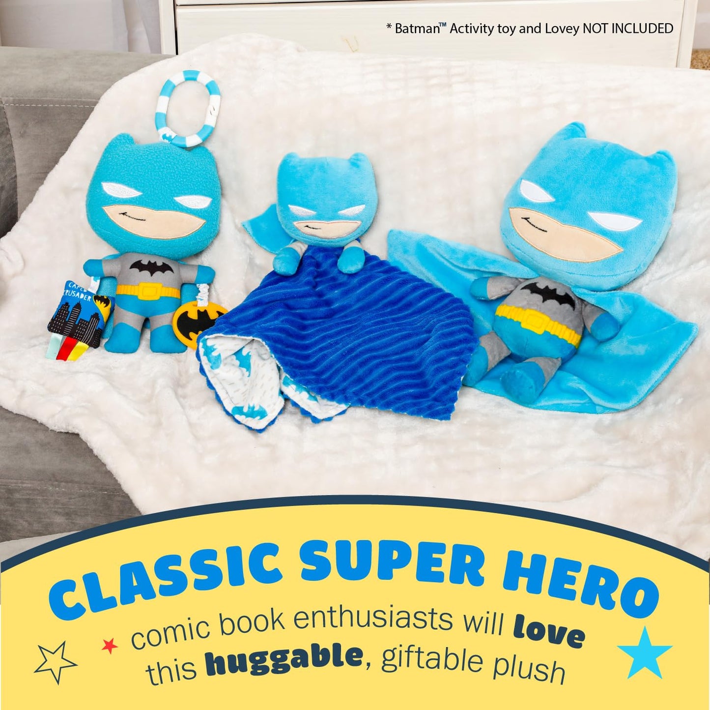 Kids Preferred DC Comics The Batman Soft Huggable Stuffed Animal Cute Plush Toy for Toddler Boys and Girls, Gift for Kids, Dark Knight 10 inches