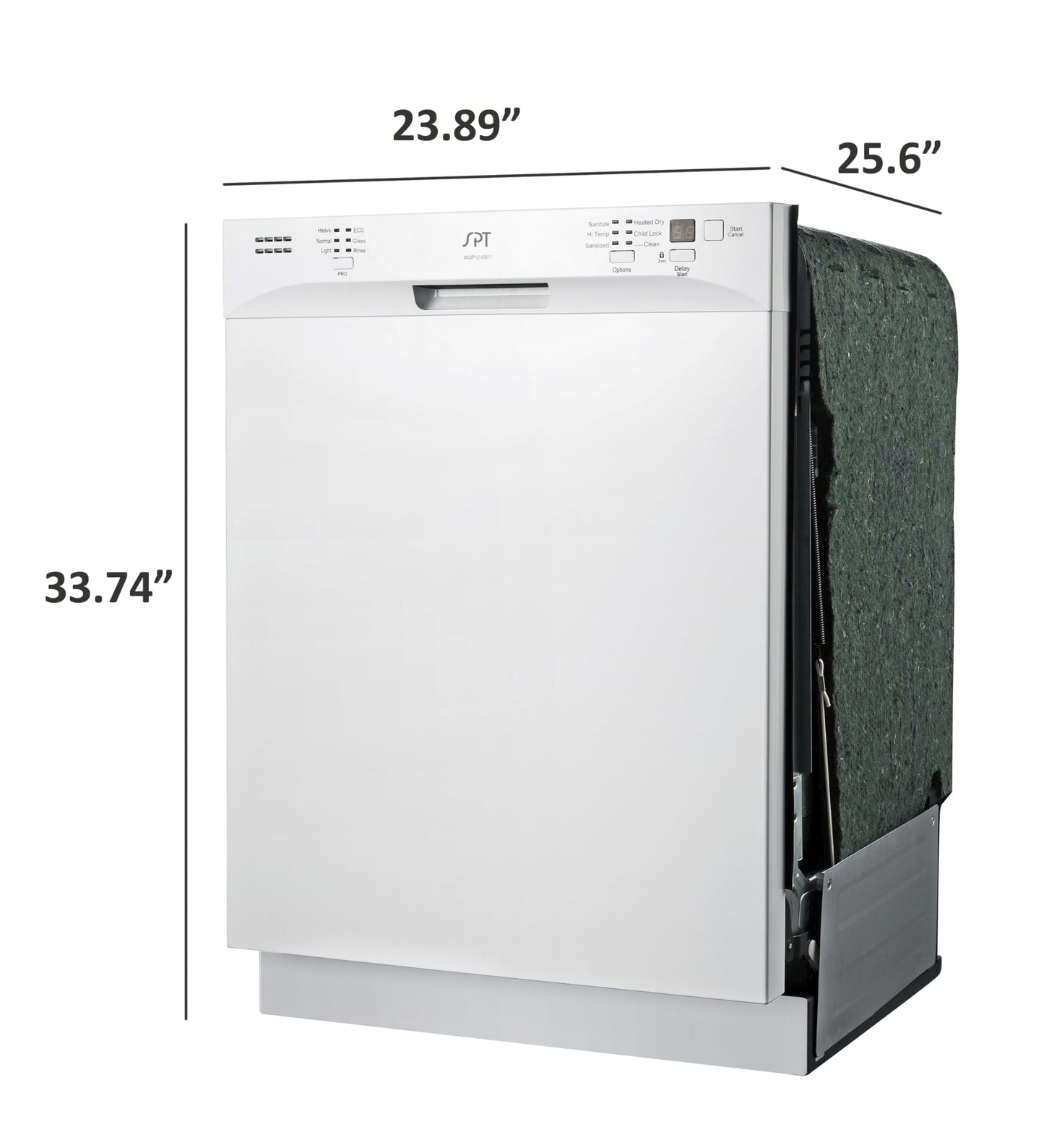SPT SD-6501W 24″-wide Built-In Stainless Steel Tall Tub Dishwasher with ENERGY STAR, Heated Drying, 6 Wash Programs and 14 Plate Settings – White