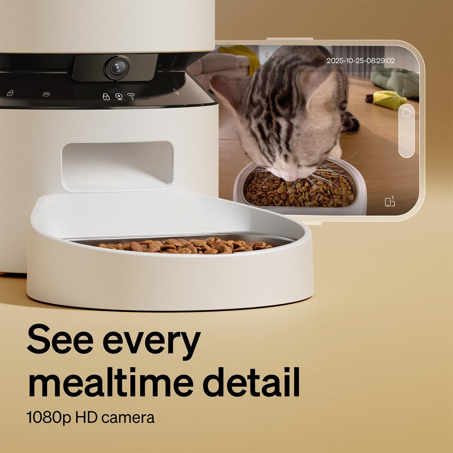 PETLIBRO Automatic Cat Feeder with Camera, 1080P HD Video with Night Vision, 5G WiFi Pet Feeder with 2-Way Audio, Low Food & Blockage Sensor, Motion & Sound Alerts for Cat & Dog Single Tray