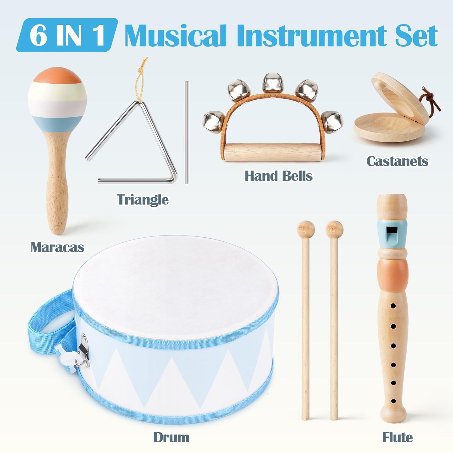 Vanplay Drum Set for Toddler - Toys for 2 3 Year Old Boy Girls Birthday Gifts - Wooden Musical Instruments for Toddlers 2-4, Preschool Montessori Music Toys with Snare Drum for Kids Age 3-5