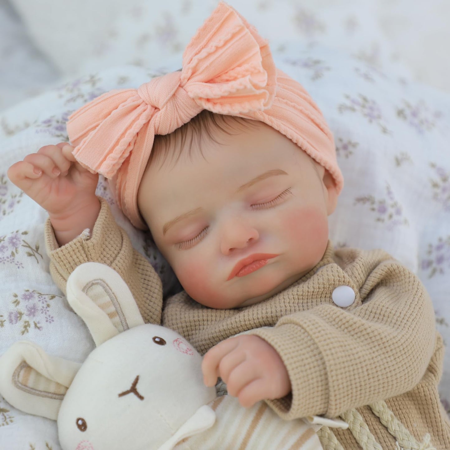 KSBD Realistic Reborn Baby Dolls-20 inch Sleeping Lifelike Newborn Real Life Baby Dolls, Soft Cloth Body with Feeding Toy Accessories for Kids Age 3 +