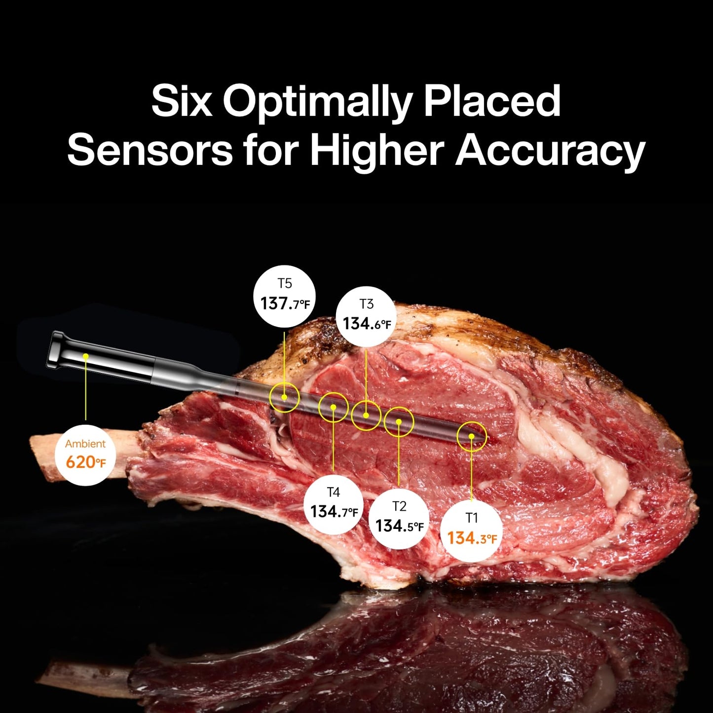 Typhur Sync Gold Wireless WiFi Meat Thermometer, 2 Slim Probes, 6 Sensors, 10x Stronger Signal, ยฑ0.5โ Accuracy, Smart Base Direct Setup, Reliable Reading Through Kamado Grill BBQ Oven Smoker Air Fryer
