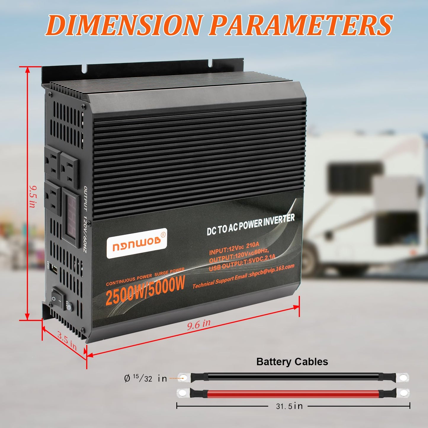 MKLIHFD 2500 watt Inverter Modified Wave car Power Inverter for car Vehicles Truck Camper Solar Panel 12v to 110v /120V Power Converter Adapter with Clamps 2500 watt