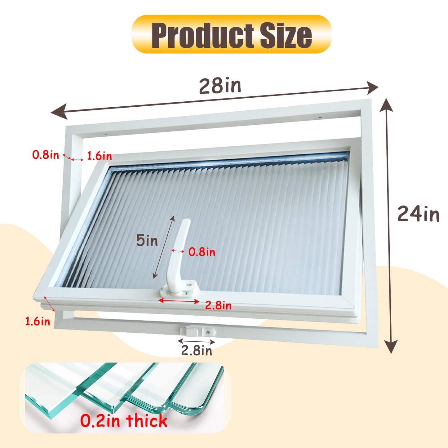 28x24in Windows for houses, 360° Rotation Sliding Window, Flush Mount Rotating Ventilated Windows, Basement Window with Tempered Glass, for Bathroom/Kitchen/Warehouse/Playhouse (White, 28x24in)