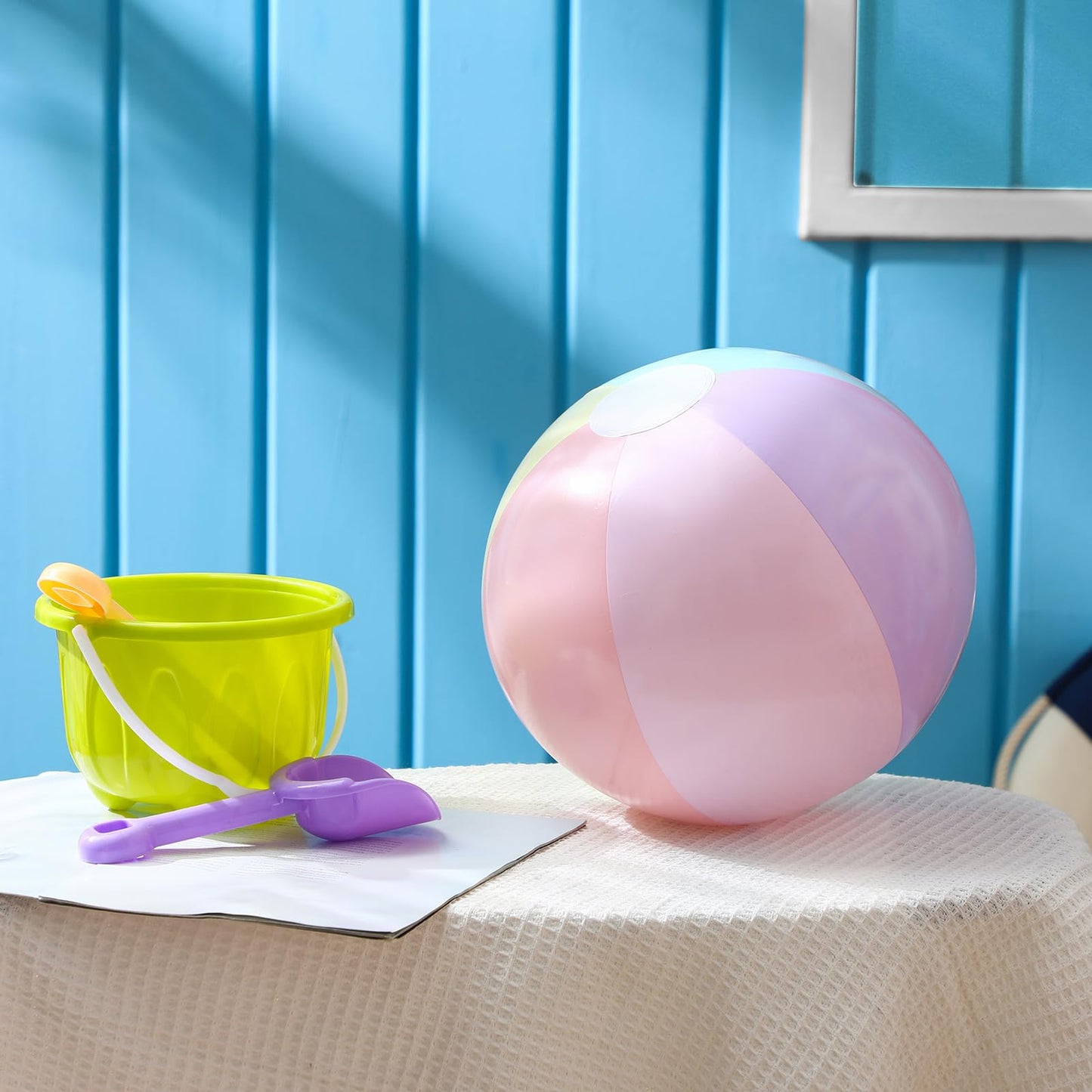 MiniInflat 24 Pcs Inflatable Pastel Beach Balls Bulk for Kids Jumbo Big Macaron Beach Balls for Adults Summer Swimming Pool Water Games Party Favor(16 Inch)