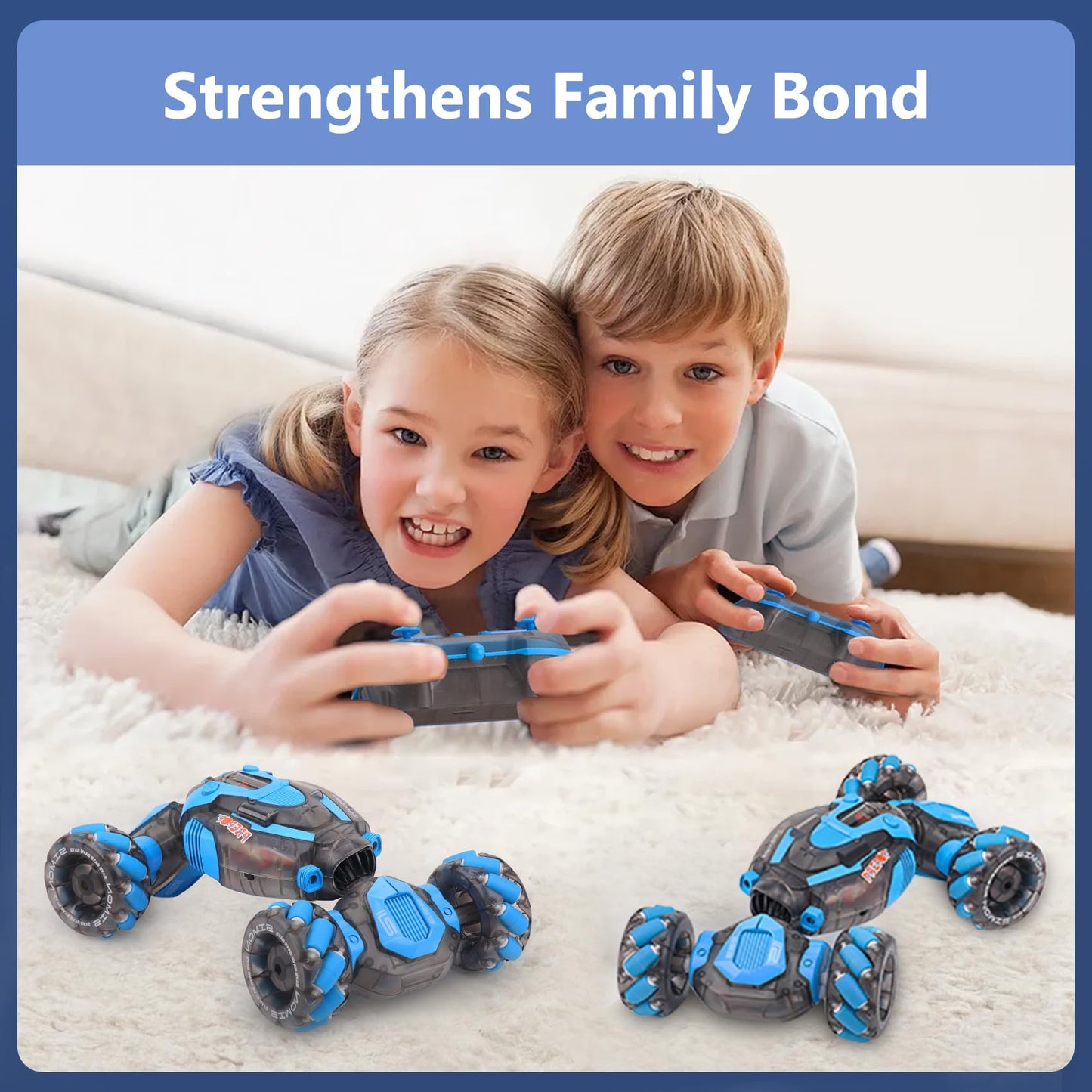 Gesture Sensing RC Stunt Car for Boys, Remote Control Toys for Kids Age 5-7, 6-8, 9 10 11 12+ Years Old Birthday Gifts, 2.4GHz Hand Controlled RC Drift Car with Light & Music, Double-Sided Driving