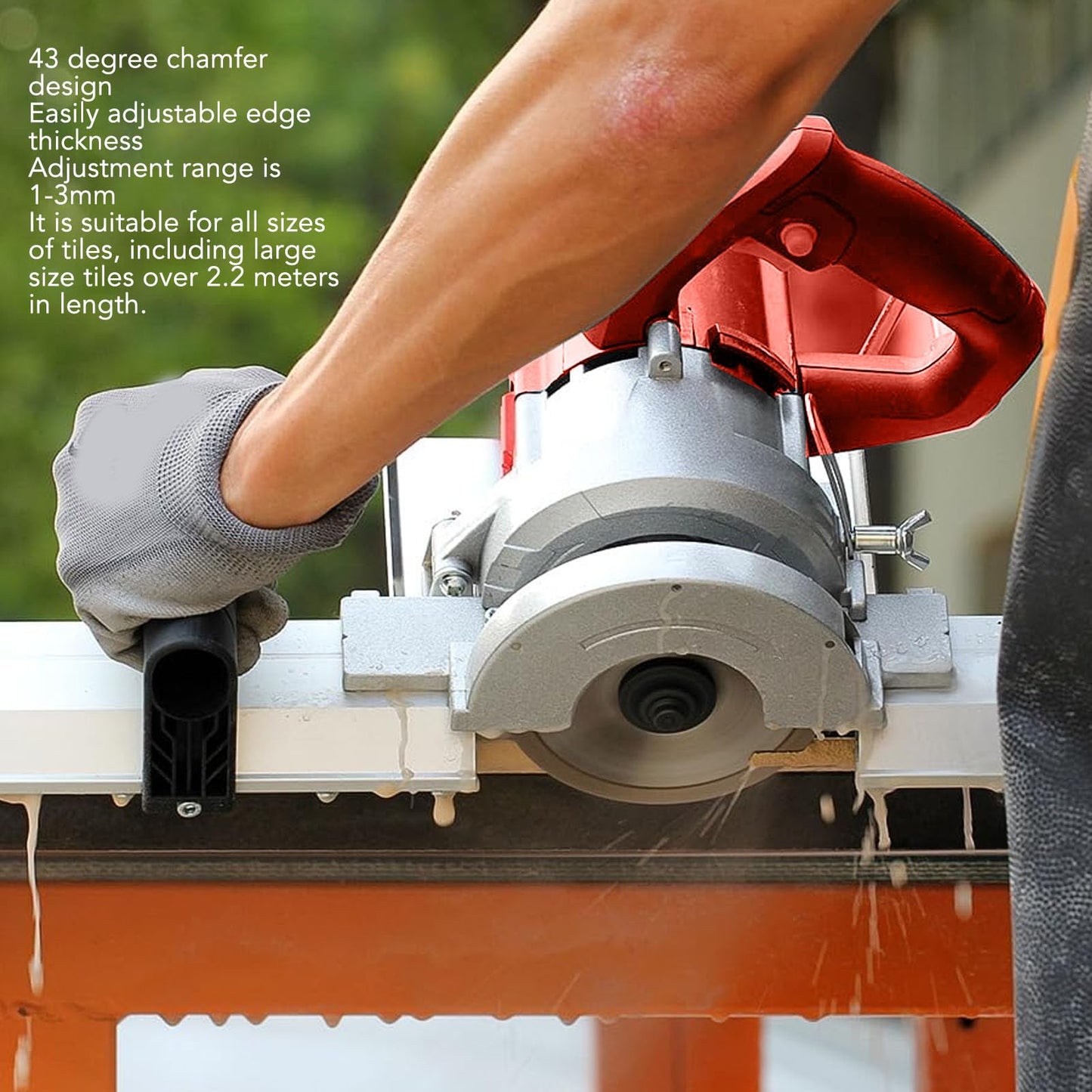 Electric Tile Bevel Cutter with Saw Cutter, 45 Degree 13000RPM 1200W High Strength Tile Chamfering Machine with 12V 2.2m Hose, Less Dust Design Ceramic Tile Chamferer