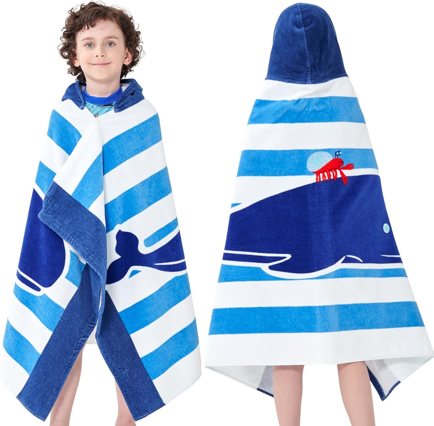 Kids Bath Towels, Kids Towel Girls Boys Hooded Beach,Bathroom,Pool Swim Towels 30 × 50 INCH Large Size Ultra Absorbent Cute Cartoon Animal Full Vitality 100% Cotton Wearable Wrap for Child