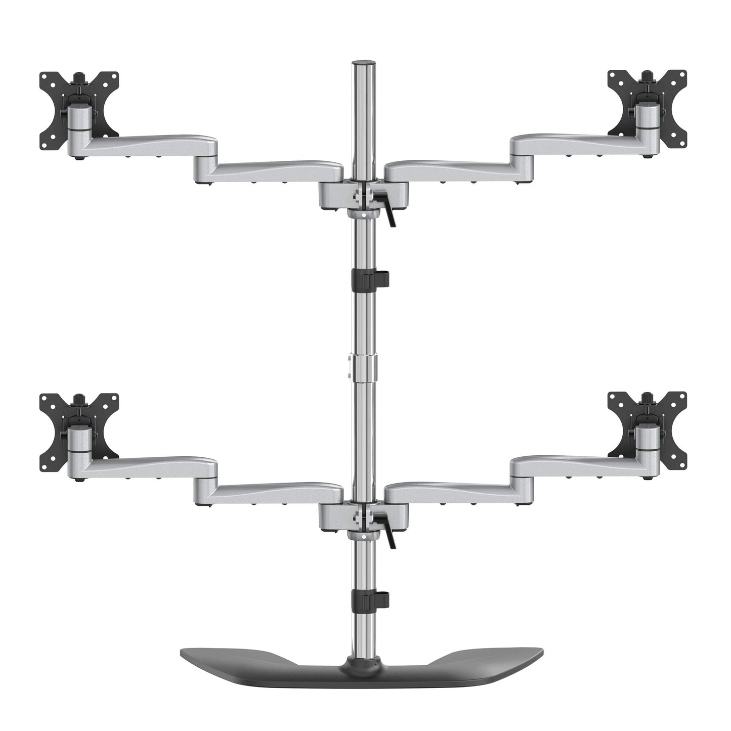 StarTech.com Desktop Quad Monitor Stand - Ergonomic VESA 4 Monitor Arm (2x2) up to 32" (17.6lb/8kg) - Free Standing Articulating Universal Pole Mount - Height Adjustable/Tilt/Swivel/Rotate (ARMQUADSS)