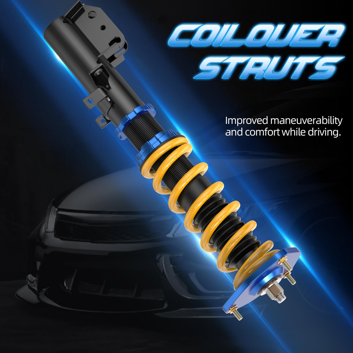 AUTOSTARSHIP Height Adjustable Coilover Lowering Kit Compatible for Toyota Corolla E90 E100 E110 AE92 AE101 AE111 1988-1999 Suspension Coil Spring Strut Shocks (4pcs)