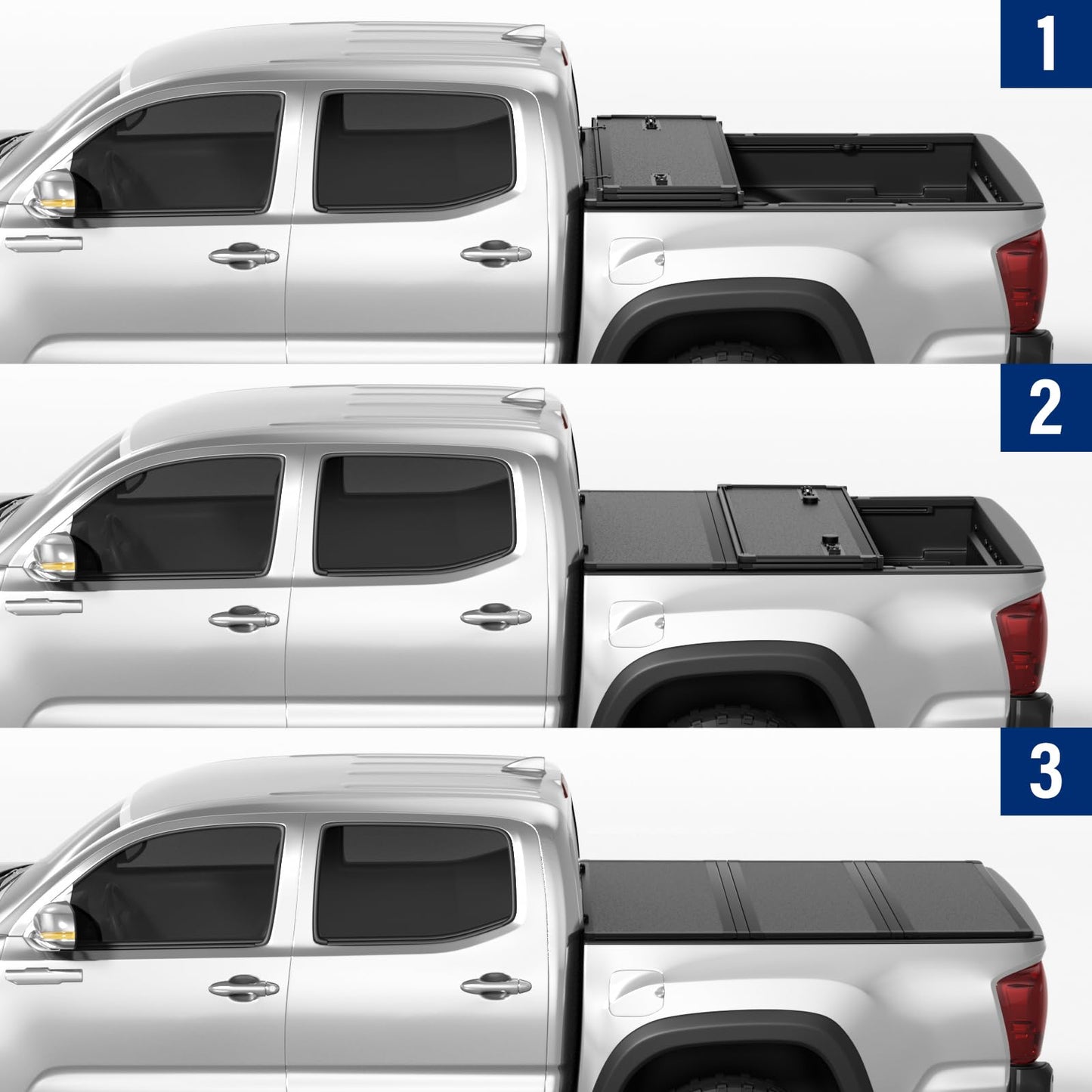 Tono King FRP Hard Tri-fold Tonneau Cover Fold Truck Bed Covers Compatible with 2016-2026 Toyota Tacoma 5ft Bed (60")