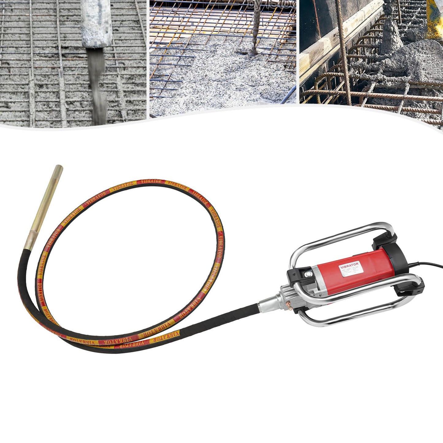 Electric Concrete Vibrator, Insertion Concrete Vibrating Tool, 2000W Portable Hand Held Portable Concrete Vibrator with a 13.12FT Long Vibrating Shaft, Cement Construction Vibrarator (Red)