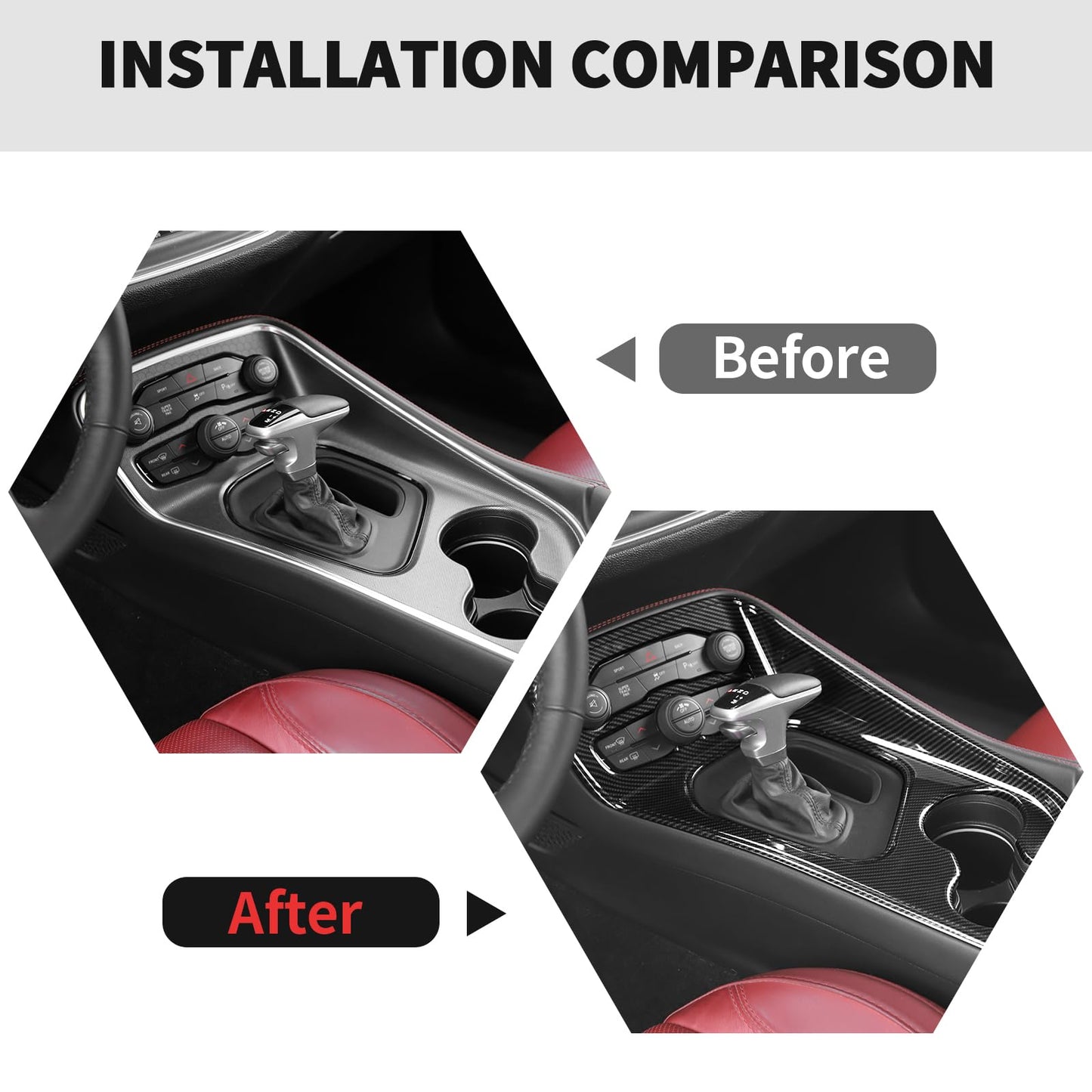 RT-TCZ Carbon Fiber Interior Trim Kit Cover Center Console Decoration Accessories for Dodge Challenger 2015-2025,13PCS