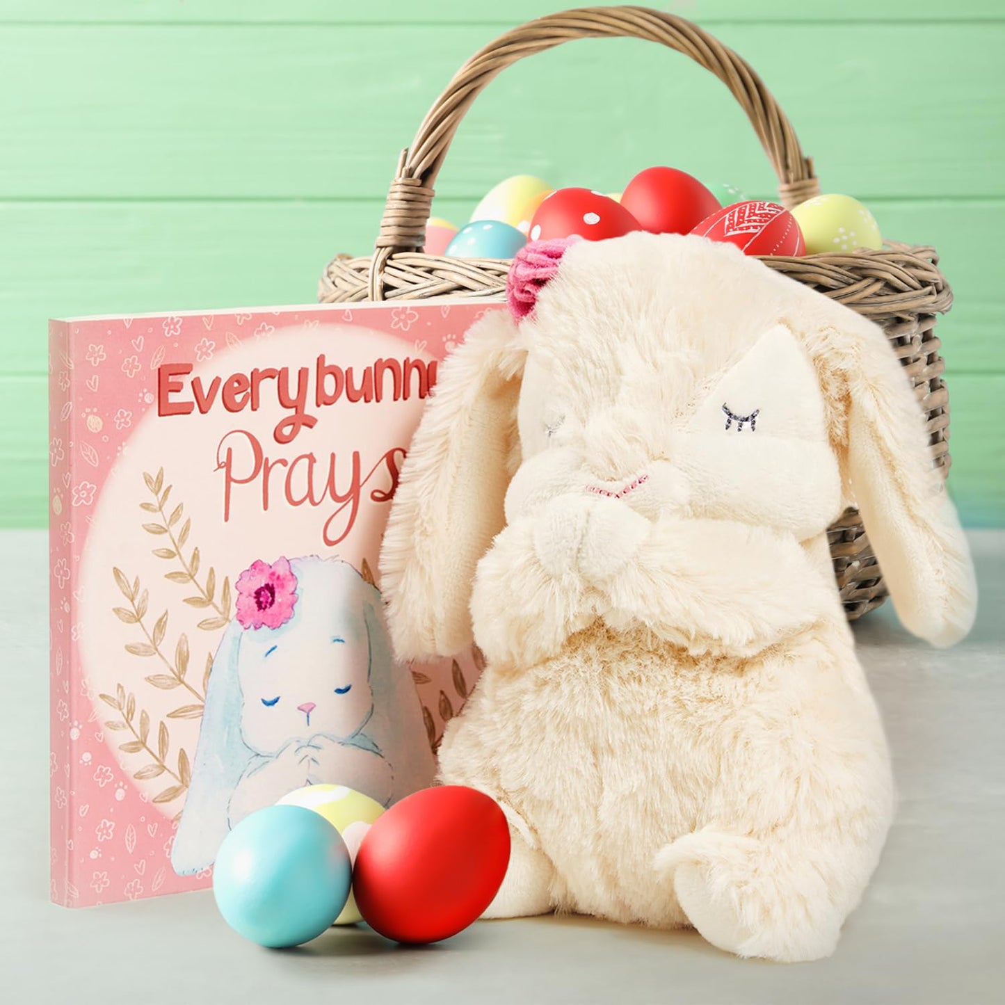 Tickle & Main Everybunny Prays Bunny Plush & Musical Prayer Toy for Christening Gifts for Girls - Pink, 7 in - Baby Dedication & Baptism Gifts for Girls with Illustrated Board Book