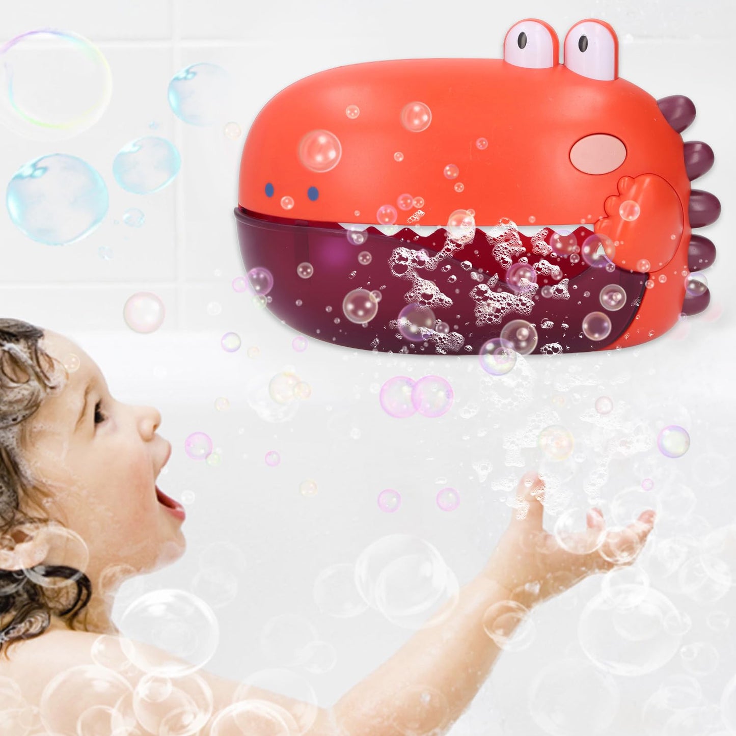 Keenso Bubble Machine Bath Toy, Baby Bath Toy Bubble Blower Machine Automatic Bathtub Maker with Music for Bathroom (Orange