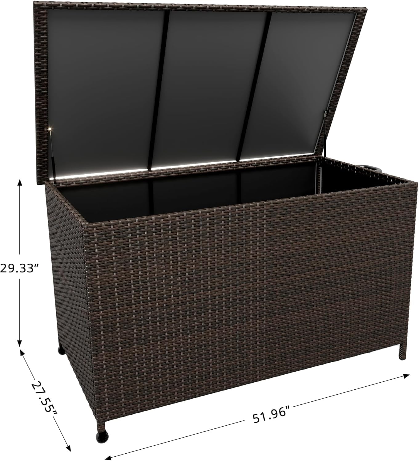 185 Gallon Outdoor Deck Box,Large Storage Bins with Lid, 2 Wheels and Handles, Patio Outdoor Bench with Storage, PE Rattan Wicker Box for Store Garden Tools, Patio Furniture Cushions, Pool Supplies