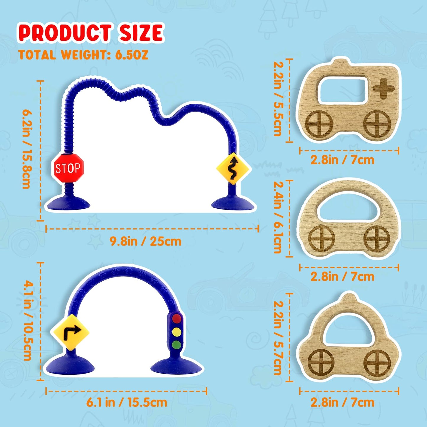 zeeloopbee High Chair Suction Toys for Babies 6-12 Months, Suction Cup Toy for Toddlers 1-3, Baby Sensory Montessori Chew Toy for Babies 0-6 Month, Silicone Baby Teething Toys for 12-18 Months