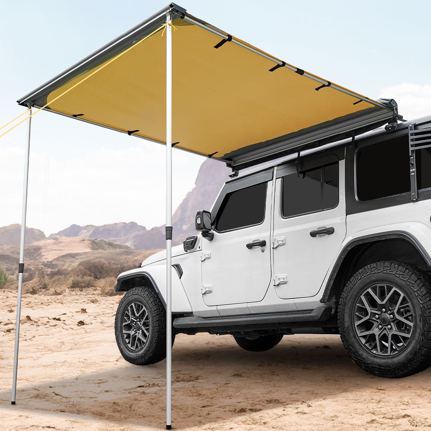 4.6'x6.6' Roof Rack Pull-Out Sun Shade+Foldable Mattress