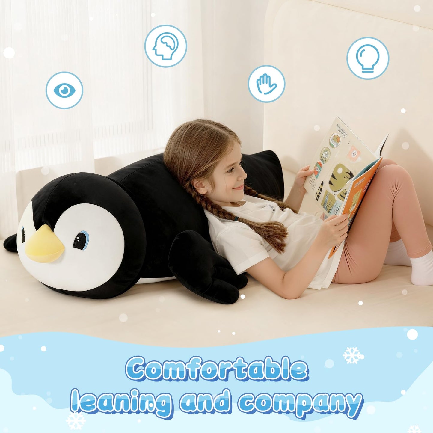 MorisMos 39.4 Inch Penguin Stuffed Animal Plush Toy, Long Penguin Plush Body Pillow, Cuddly Stuffed Penguin Plushie for Sleeping & Home Decor, Christmas Valentine's Birthday Gift for Adults & Kids