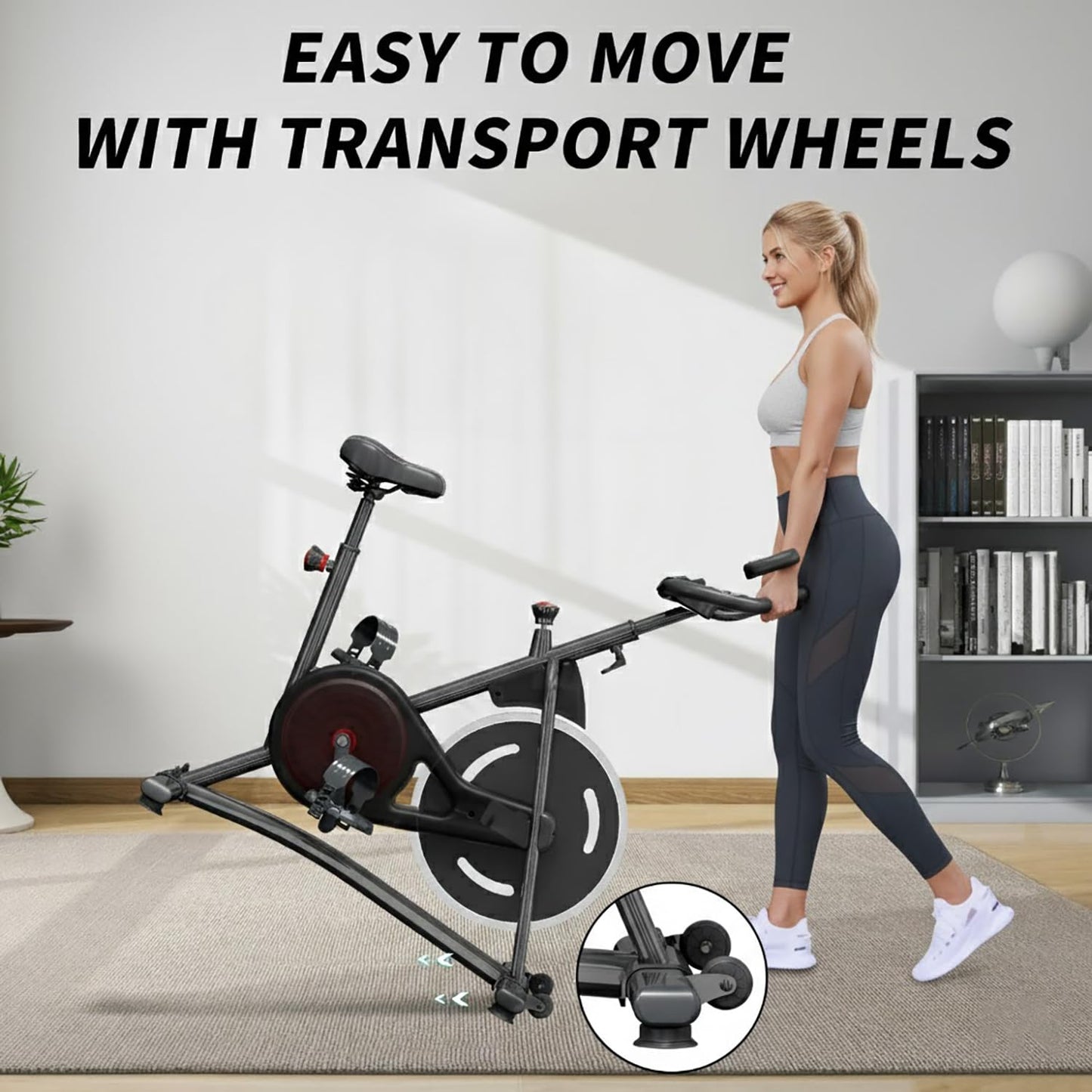 HOELLL Exercise Bike with Exclusive Heart Rate Sensor and APP Sync, Stationary Bikes for Home with Continuously Variable Resistance, Compact Indoor Cycling Bike with Tablet Mount