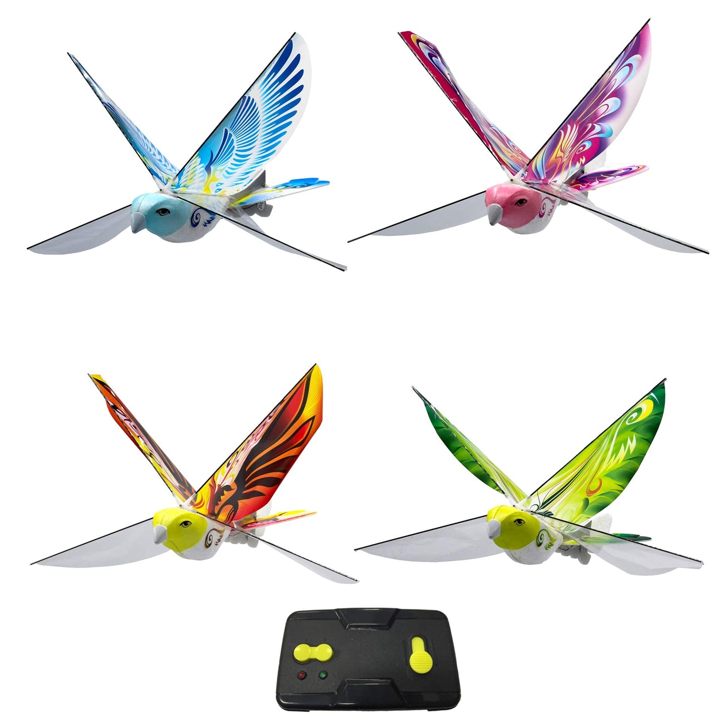 MUKIKIM eBird Blue Pigeon - Flying RC Bird Toy for Kids. Indoor/Outdoor Remote Control Bionic Flapping Wings Bird Helicopter. USB Recharging