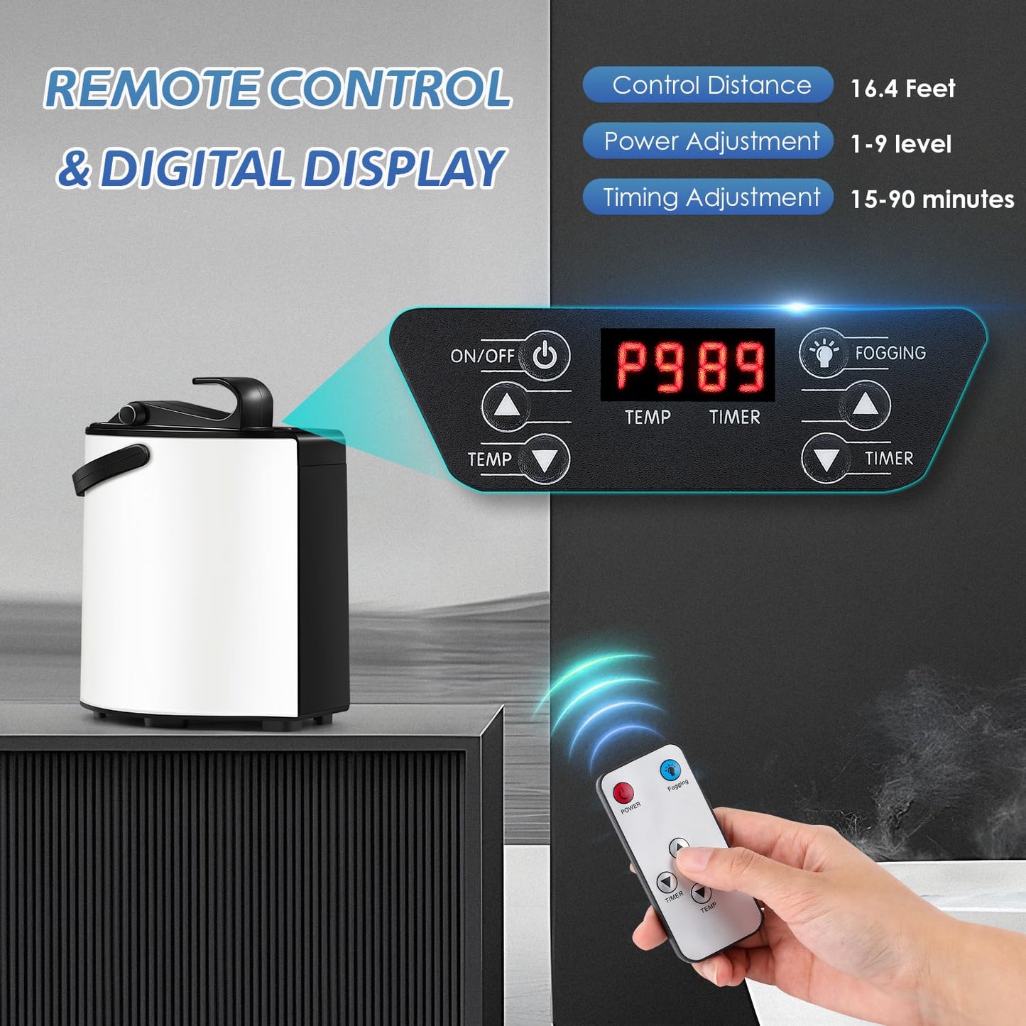 Hapyvergo Sauna Steamer Machine 3L, Portable Sauna for Home Spa with Remote Control, Fogging Function, 304# SUS Sauna Steam Pot Generator 800W Rapid Heat Steam with Temp and Timer Digital Display