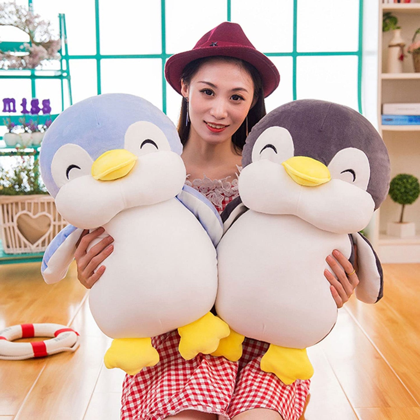 TONGSONG 21.6 Inch Plush Penguin Stuffed Animal Penguin Hugging Pillow with Smile Face Cuddly Plushies Toy Huggable Anime Gifts for Kids and Lovers in Birthday,Valentines,Christmas
