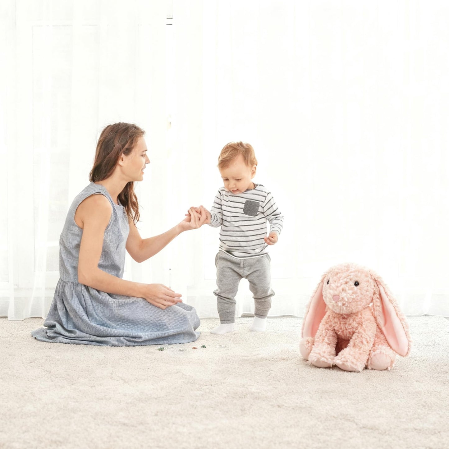 Pluhsould Microwavable & Weighted Stuffed Animals,Bunny Stuffed Animal 8.5 Inch, 1.1 Lbs,Cute Soft Plush Toys for Boys, Girls, Babies & Toddlers(Lightly Scented with Chamomile
