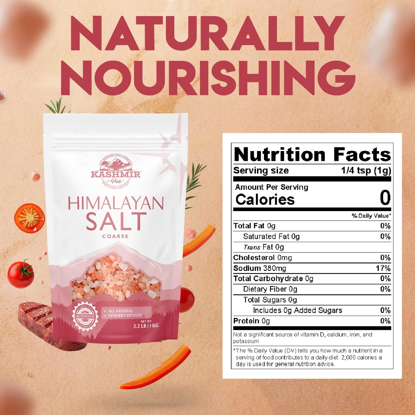 LA Salt's Kashmir Pink® Himalayan Salt, Coarse Grain (2-3mm), 55 Pound Bulk Bag