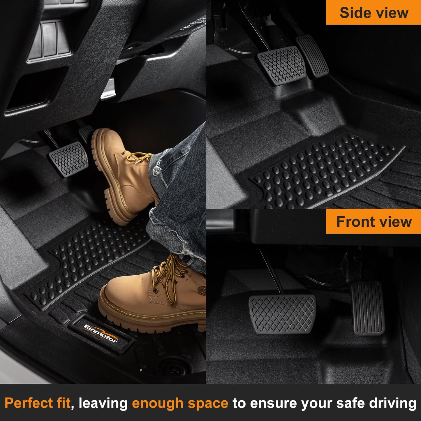 Binmotor-All Weather Floor Mats Custom Set for Ford Explorer 7 Seat 2015-2019, Heavy Duty TPE Car Floor Liners Explorer Accessories