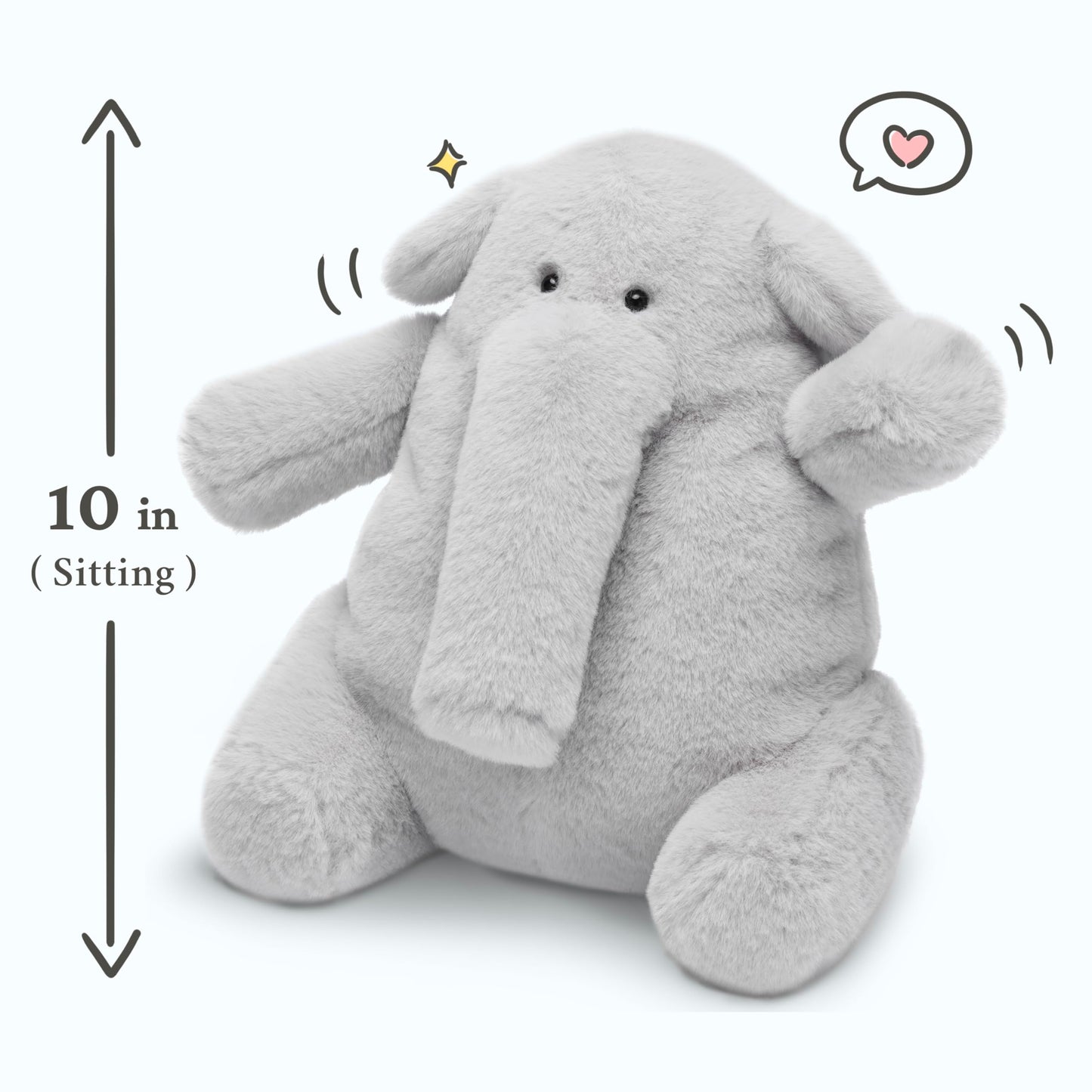 IKASA Elephant Stuffed Animals Plush Toys,10" Cute Plushie Soft Cuddly Plushy Fluffy Toy, Gifts for Family Kids Girls Boys