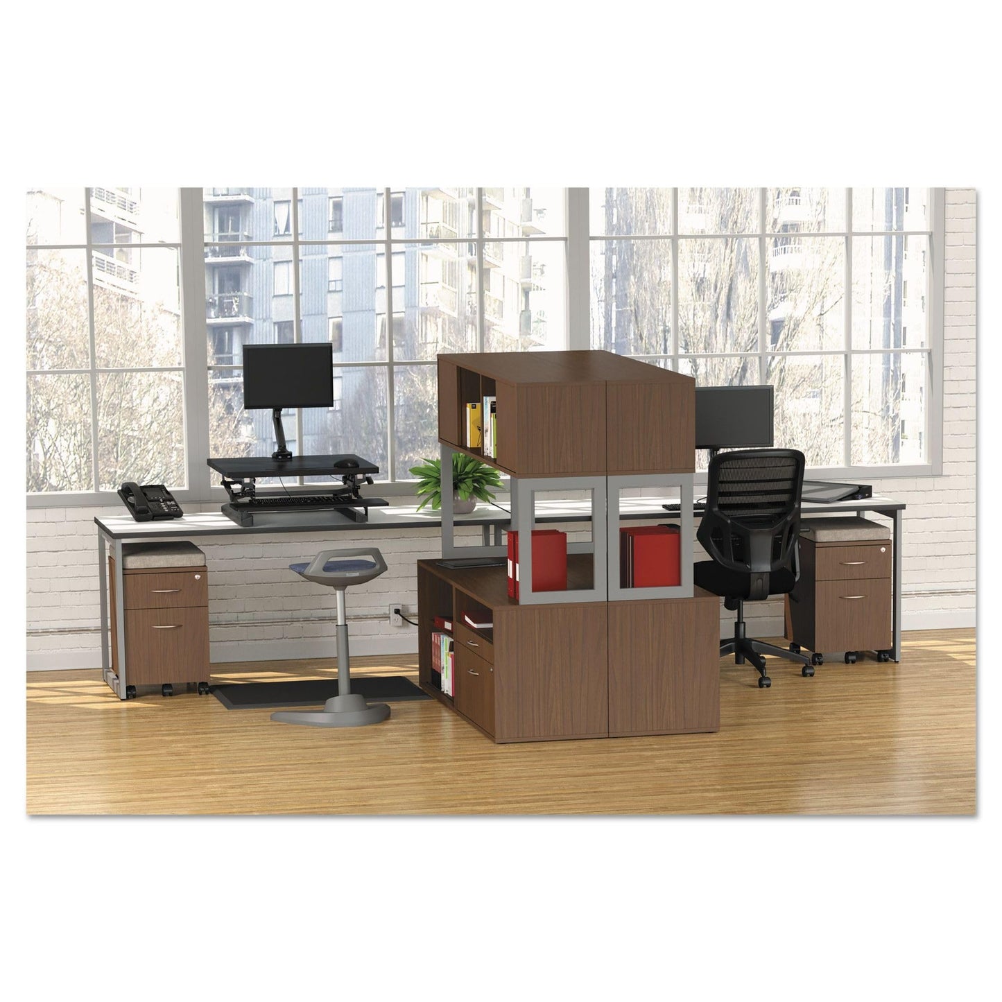 Alera ALE Valencia Series Mobile Box/File Pedestal, 15 7/8 x 19 1/8 x 22 7/8, Walnut