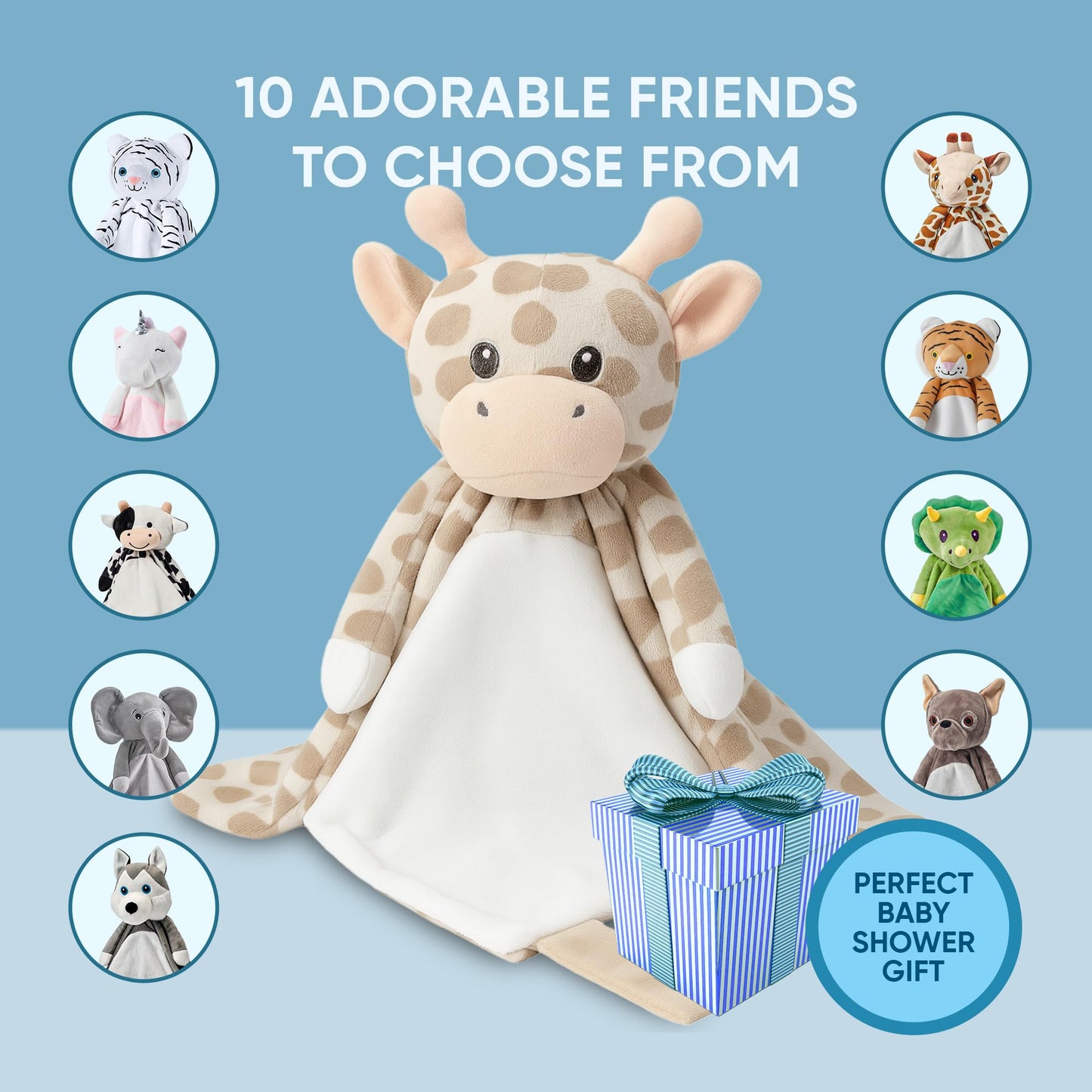Love By Emi 4 in 1 Baby Lullaby Sleep Soother Toy - Stuffed Animal Sound Machine & Pacifier Holder | Heartbeat White Noise & Music | Plush Giraffe Lovey Sleep Aid Security Blanket (0-3 Years)