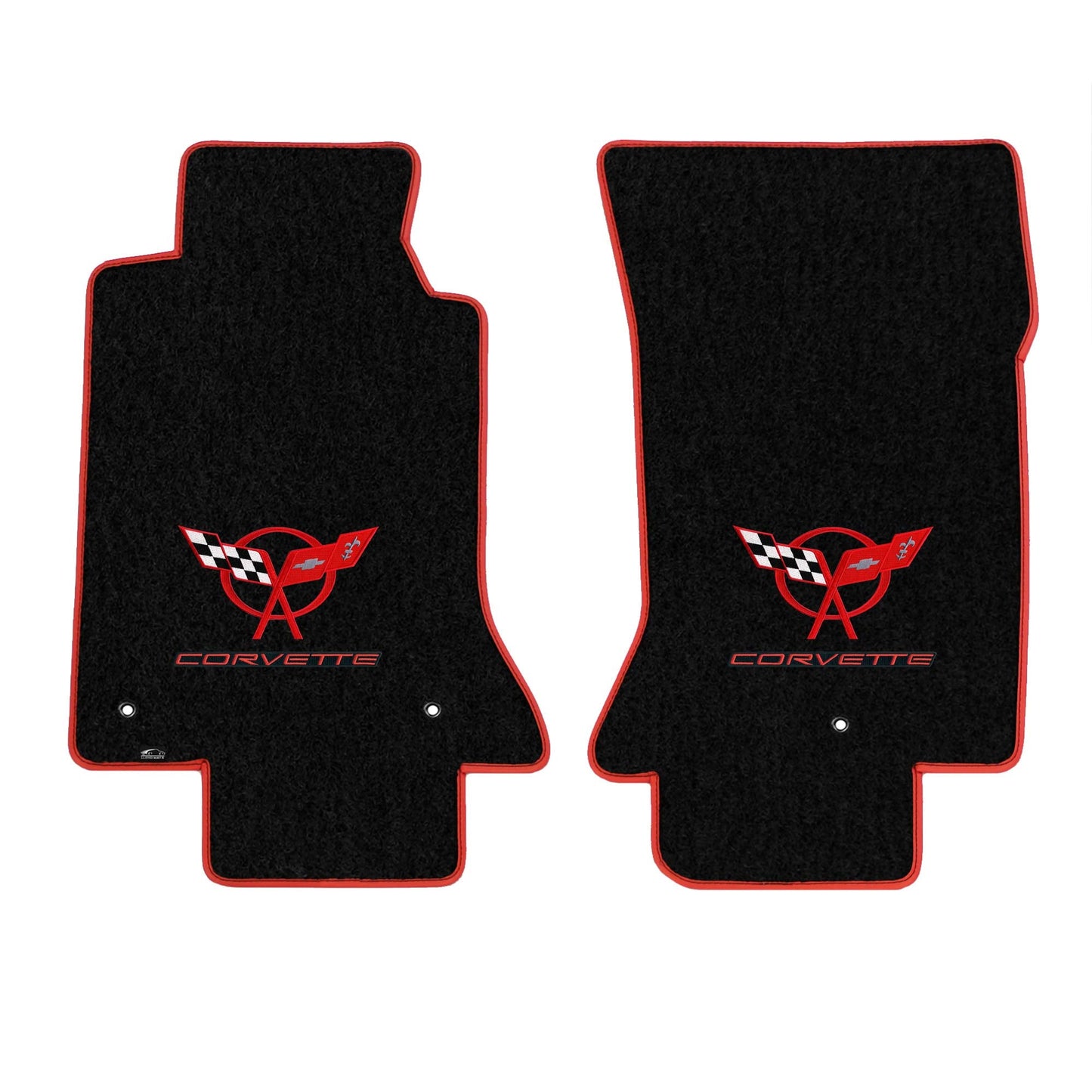 Lloyd Mats Custom-Fit Carpeted Floor Mats Premium Luxury Car Floor Liners for C5 Corvette 1997-2004 Silver Flag 2Pc Set Black (Black, 2PC - Red Flags + Corvette)