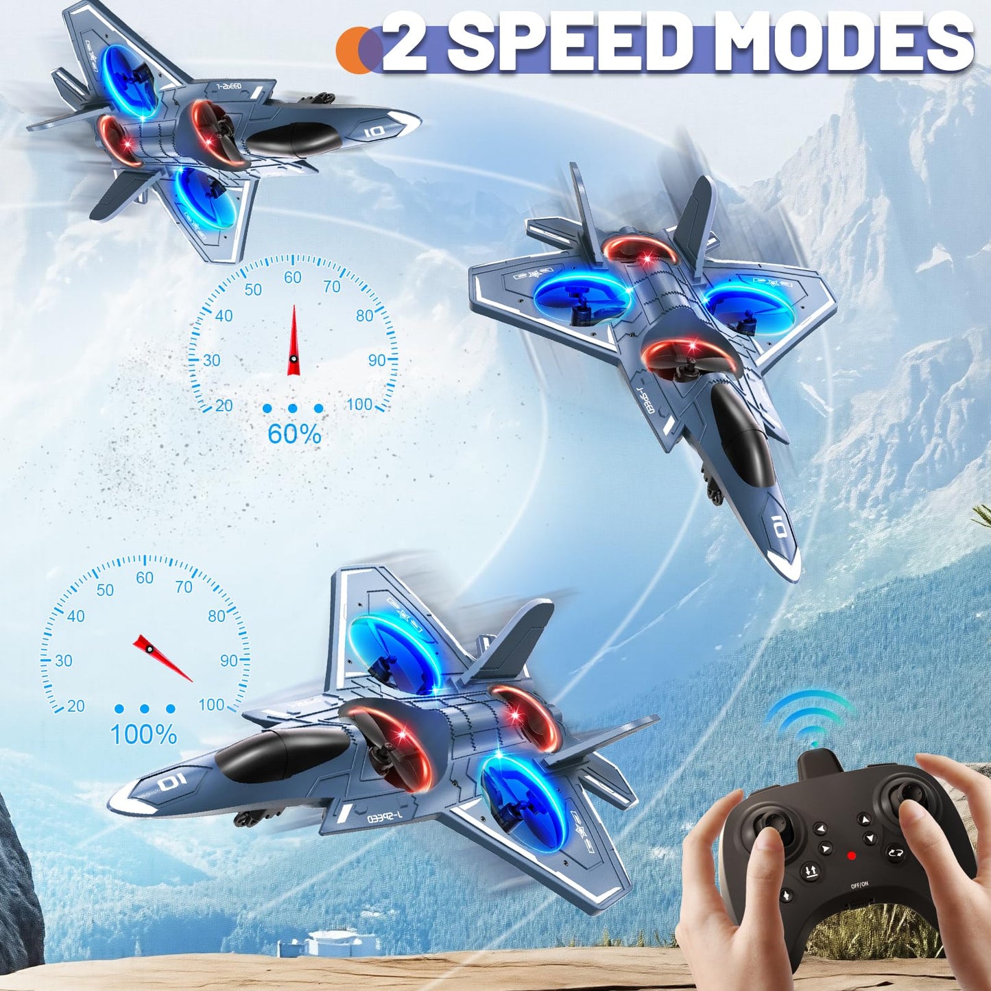 ENJOYFLY Foam Remote Control Airplanes RC Planes for Kids Adults 14+, RC Airplane Fighter Jet with Light, 360° Flip Fighter Jet Toys, Stunt Roll, Airplane Toy Gifts for Kids Boys