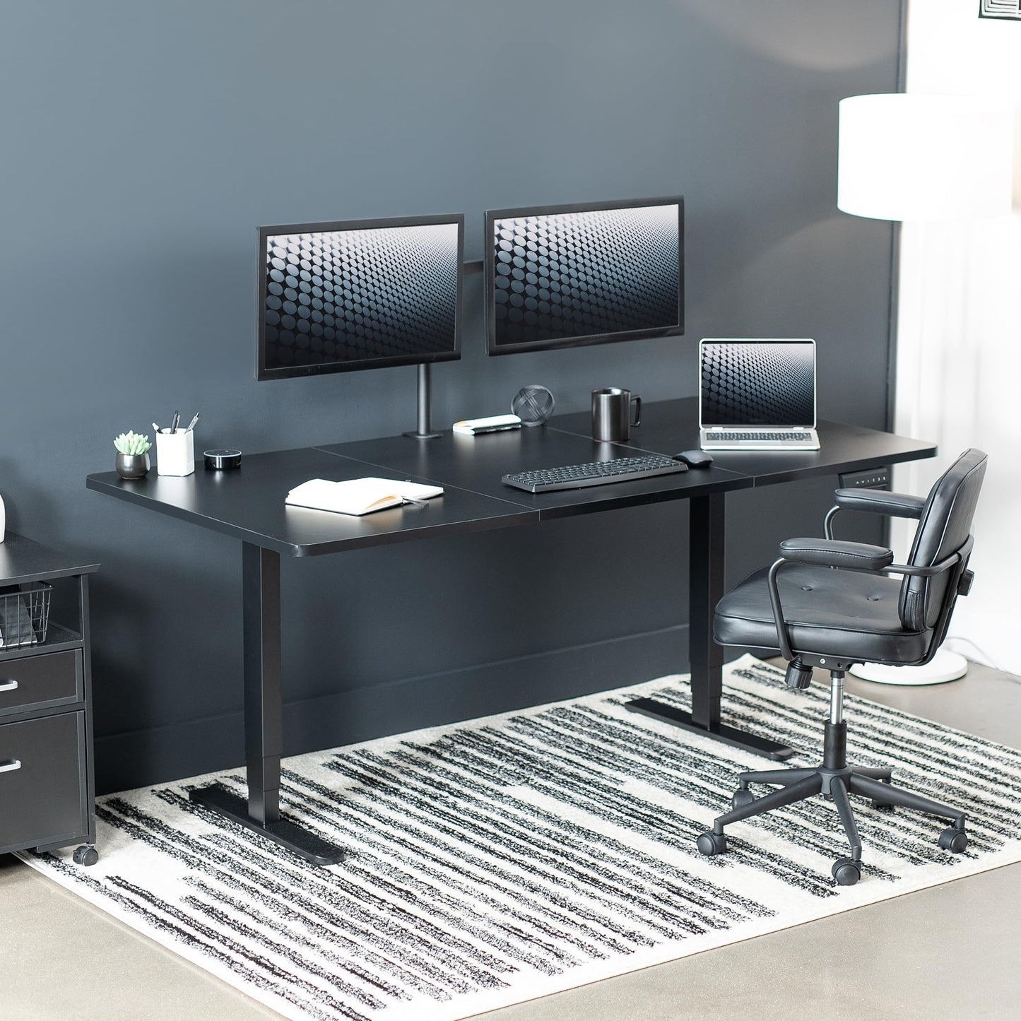 VIVO Electric 71 x 36 in Dual Motor Sit Stand Desk, Memory Height Adjustment, 2B Series, Black Top Black Frame, DESK-KIT-2B7B-36