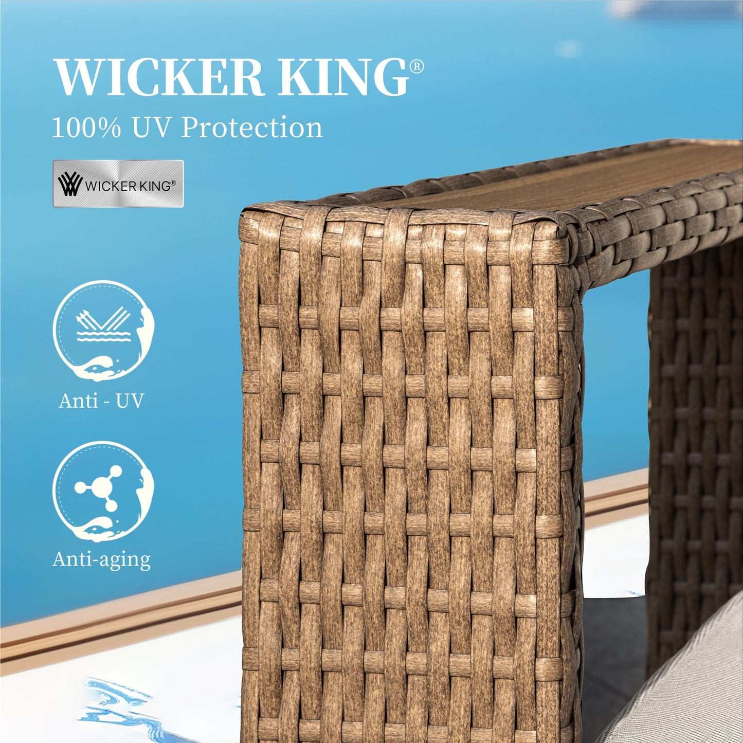 SUNSHINE VALLEY Sectional Outdoor Patio Furniture,U Shaped Rattan Wicker Sectional Sofa with 10''Ultra-Thick Cushions,All Weather Patio Conversation Set for Lawn Garden Backyard,Beige