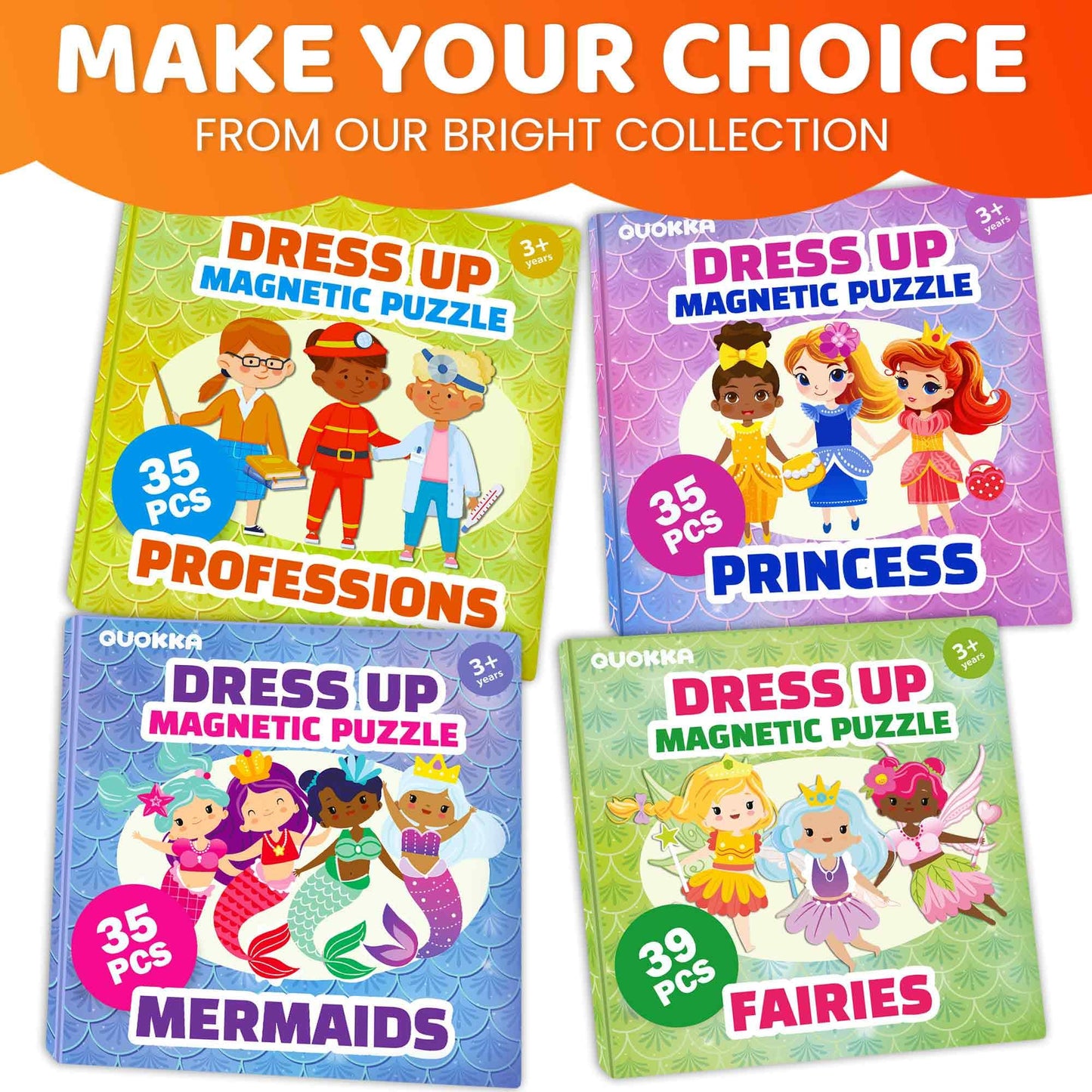 QUOKKA Magnetic Dress-Up Dolls for Girls Boys with 35 Magnetic Pieces - Creative Magnetic Play Set for Home or Travel - Perfect Magnetic Paper Dolls for Ages 3+, Boost Storytelling with Professions