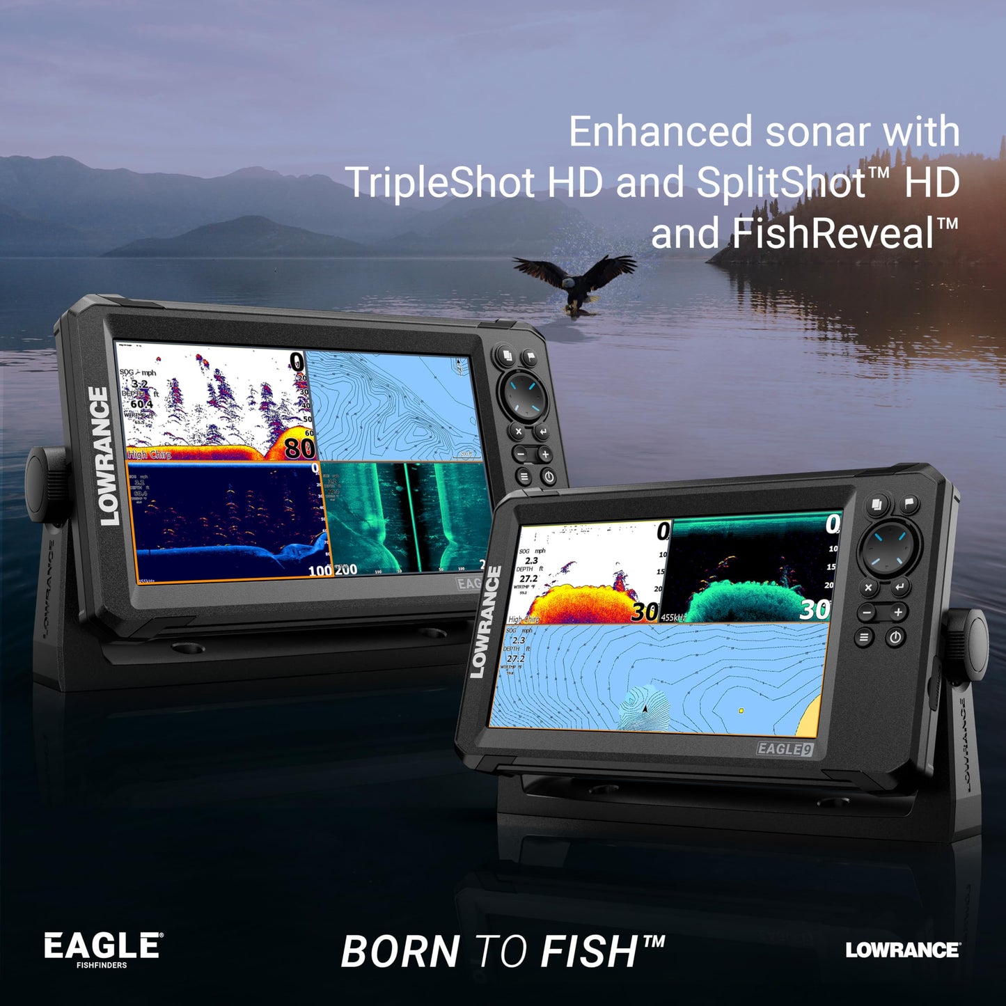 Lowrance Eagle 5 FishFinder/Chartplotter with SplitShot HD Transducer and C-MAP Discover MicroSD Card Charts, 5-inch IPS Screen, Black, 000-16226-001