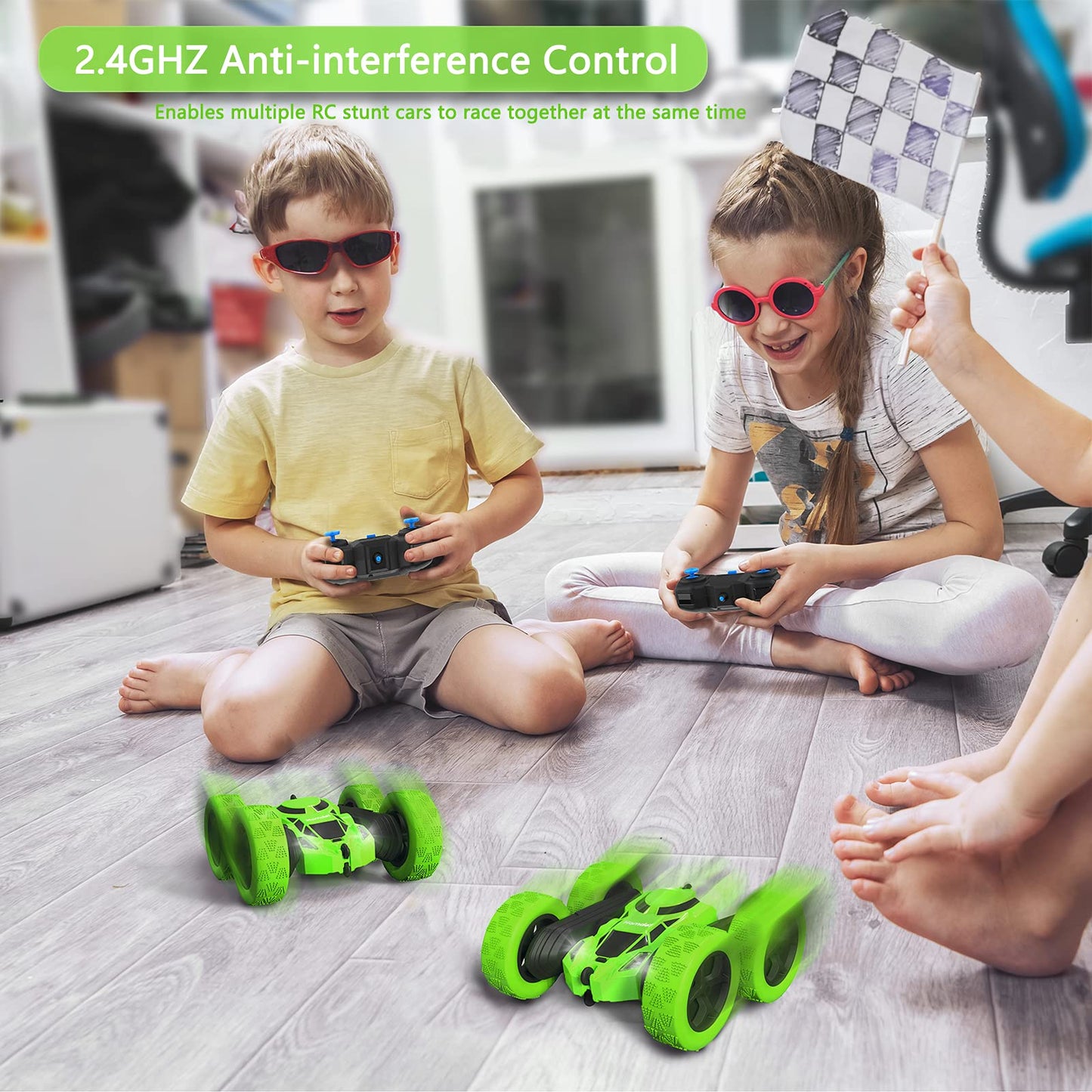 Hamdol RC Stunt Car for Kids Ages 6–12, Double-Sided Remote Control Car with LED Lights, 4WD Electric Toy Vehicle, USB Rechargeable, Perfect Birthday, Holiday for Boys & Girls