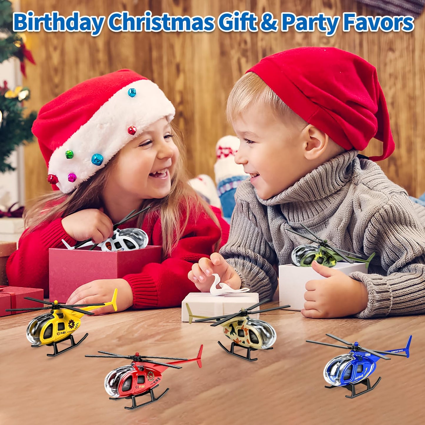 Tcvents Diecast Helicopter Toy 6 Pack, Model Plane Mini Helicopters for Kids 3 4 5 6 7 Years Old, Military Airplane Toys Planes for Boys Toddlers Birthday Gifts & Party Favors