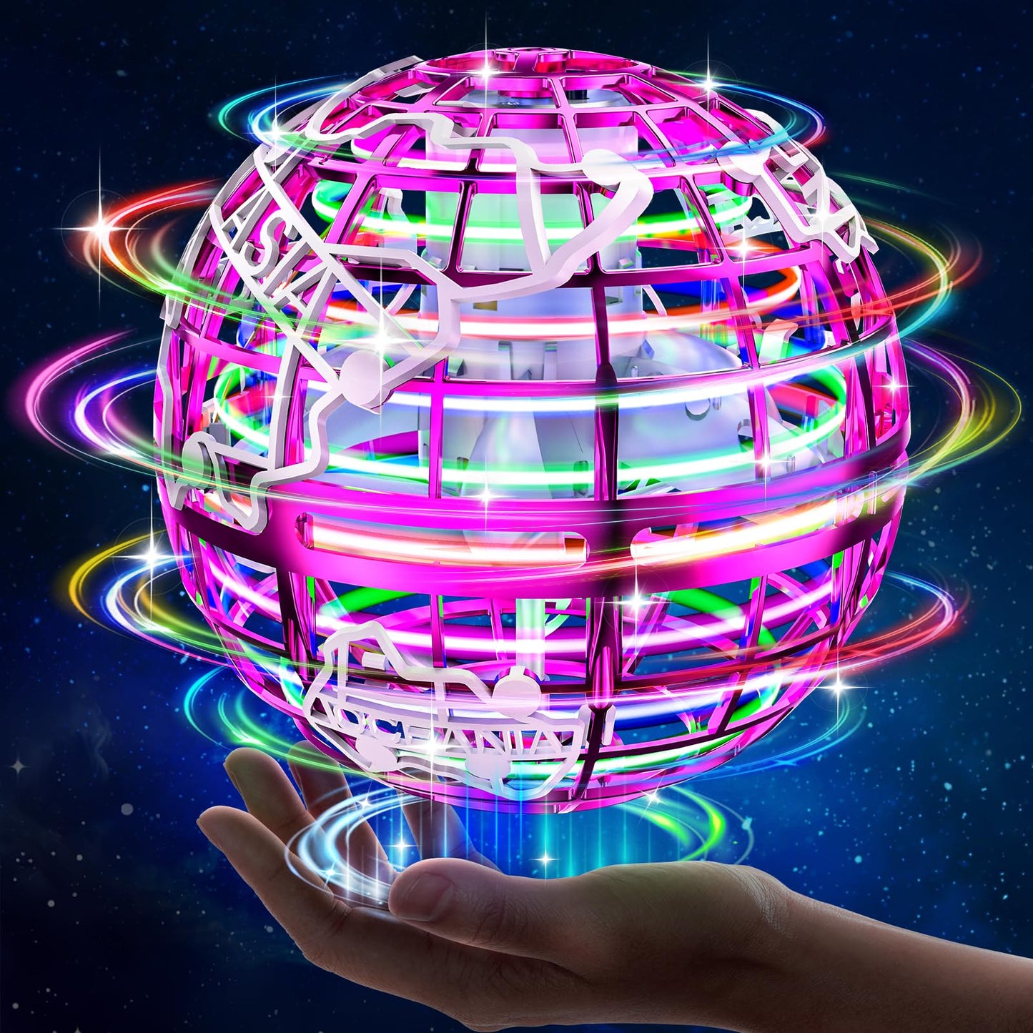 RIEYON Flying orb Ball 2025 Upgrade Hover Boomerang Ball 6 Lighting Effects Cool Toys for Kids Teen Adults Indoor Outdoor Flying Toy