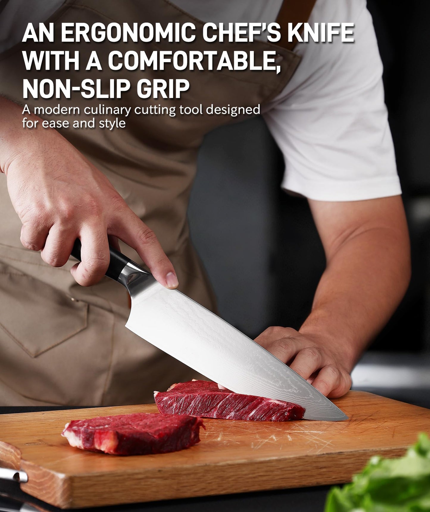 Cloongkf 3-Piece Damascus Kitchen Chef Knife Set- 8" Chef Knife, 7" Santoku, 5.5" Utility Knife Japanese High Carbon Stainless Steel with G10 Handle Gift Box Cutting Tools for Meat, Vegetables